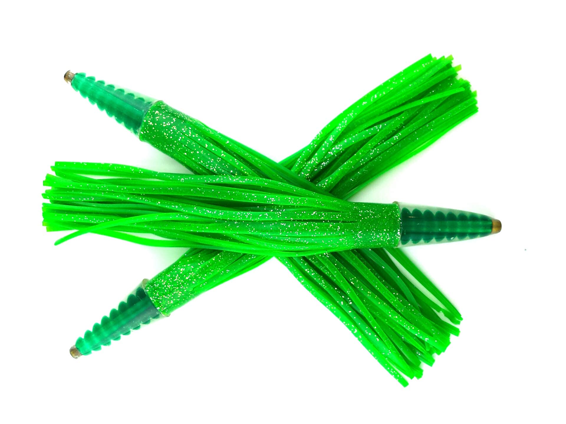 13 Inch Green Machine Style Bullet Tuna Slayer Fishing Daisy Chain with 400lb Leader & 10/0 Hook - Premium Saltwater Trolling Lure for Big Game Fishing (Mahi, Tuna, Marlin)