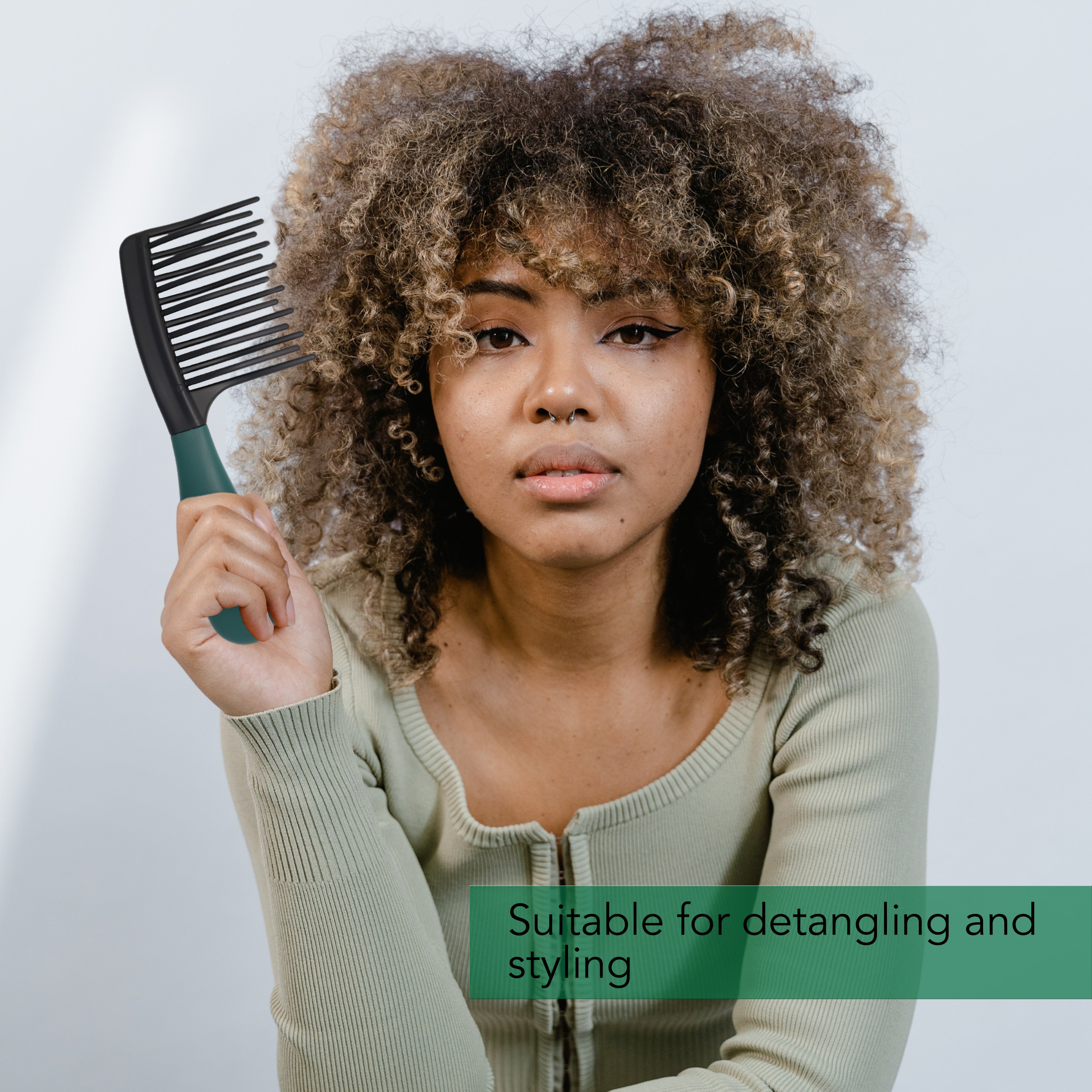 Allegro Gripforte Wide Tooth Detangling Comb for Curly & Wavy Hair - Gentle Hair Brush for Women - Perfect for Wet Hair, Thick Hair & Daily Styling