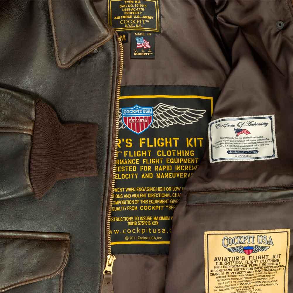 Cockpit USA Men's 100 Mission A-2 Lambskin Leather Flight Jacket - Genuine Bomber Jacket for Aviation Enthusiasts & Outdoor Adventures