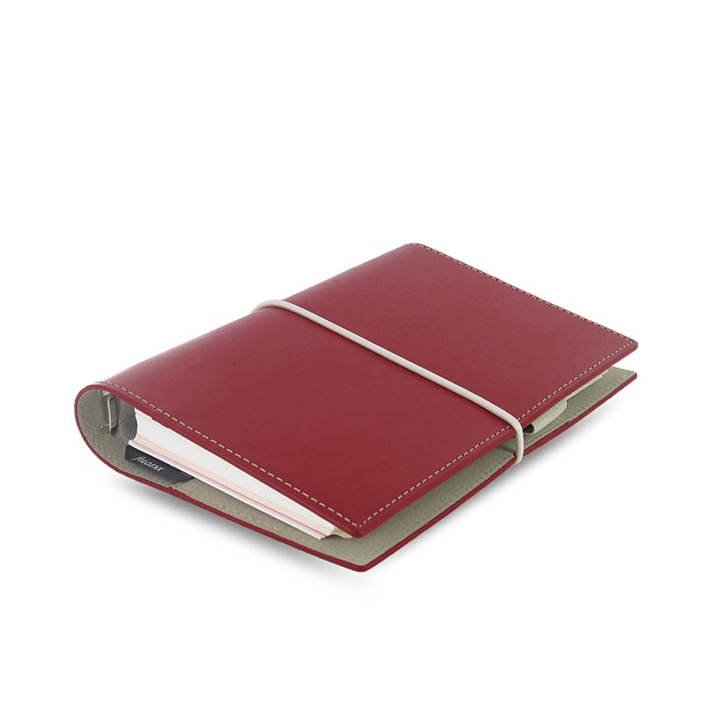 Filofax Personal Domino Red Leather Planner Organizer - Perfect for Work, School & Daily Productivity | A5 Size Refillable Notebook Diary
