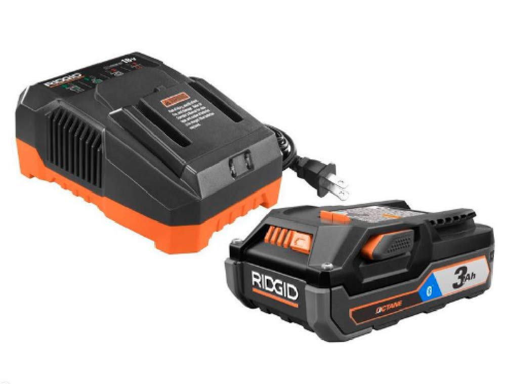 Ridgid AC807 18V OCTANE 3.0Ah Lithium-Ion Battery & Charger Kit - Power Tools Battery Replacement for Drills, Saws & More - Perfect for DIY Projects & Professional Use