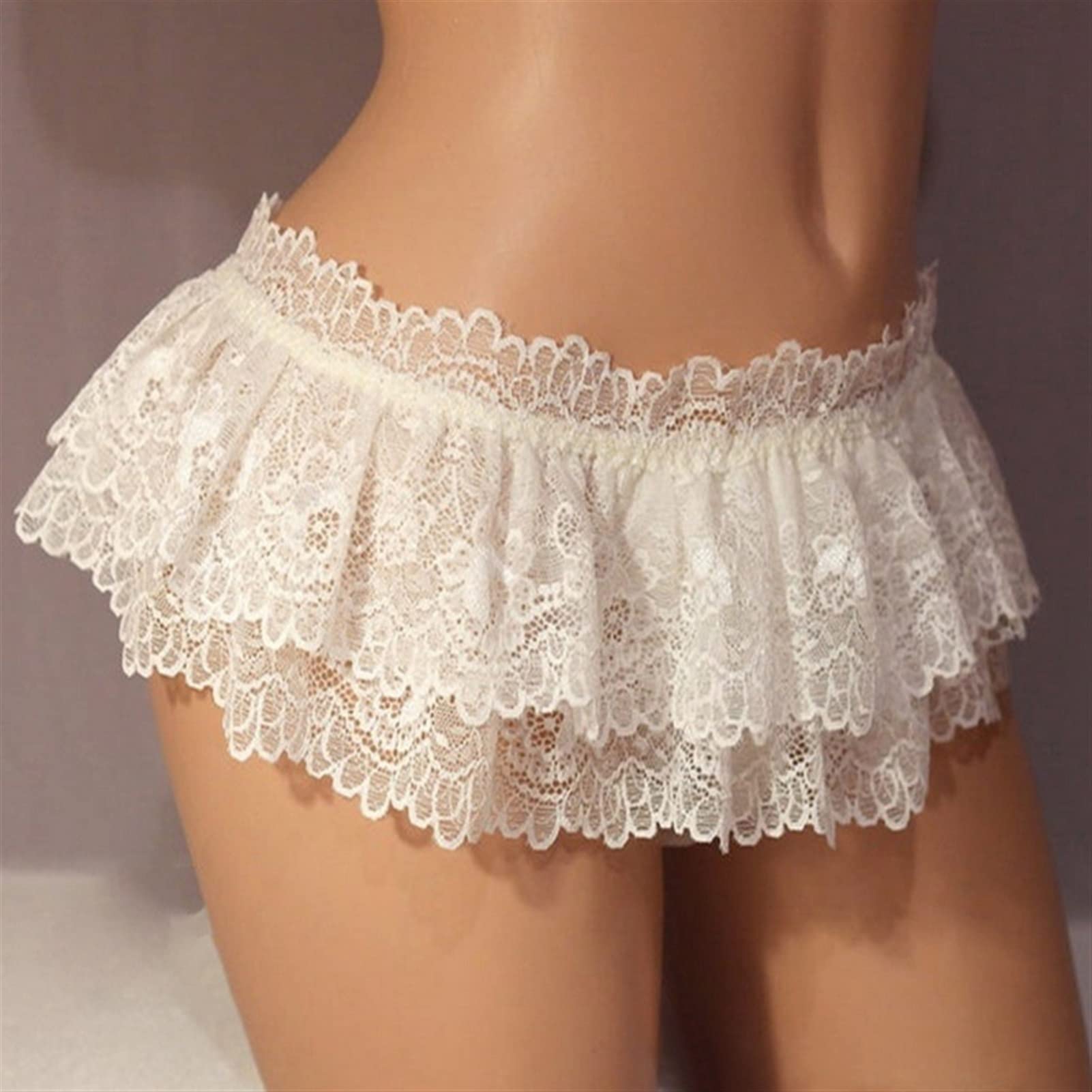 Lace Panties for Men - Soft Ruffled Thong with Mini Skirt Design - Comfortable Gay Lingerie in Pink (One Size) - Perfect for Crossdressing, Cosplay & Special Occasions