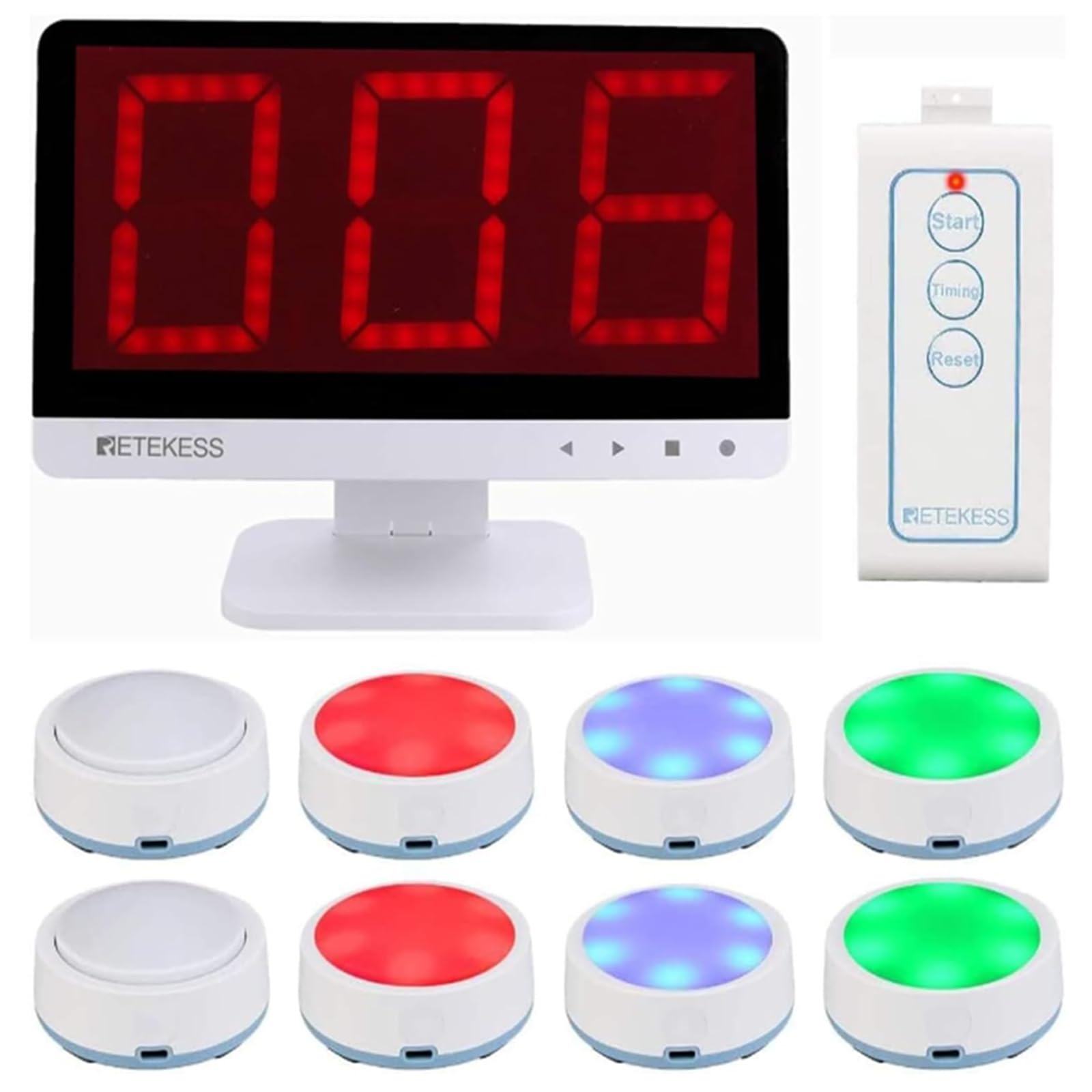 Retekess TM101 Wireless Buzzer System with Sound & Light - Up to 32 Players, 80m Range - Perfect for School Competitions, Classroom Games & Team Trivia (Ideal for Quiz Shows, Family Game Nights & Corporate Events)