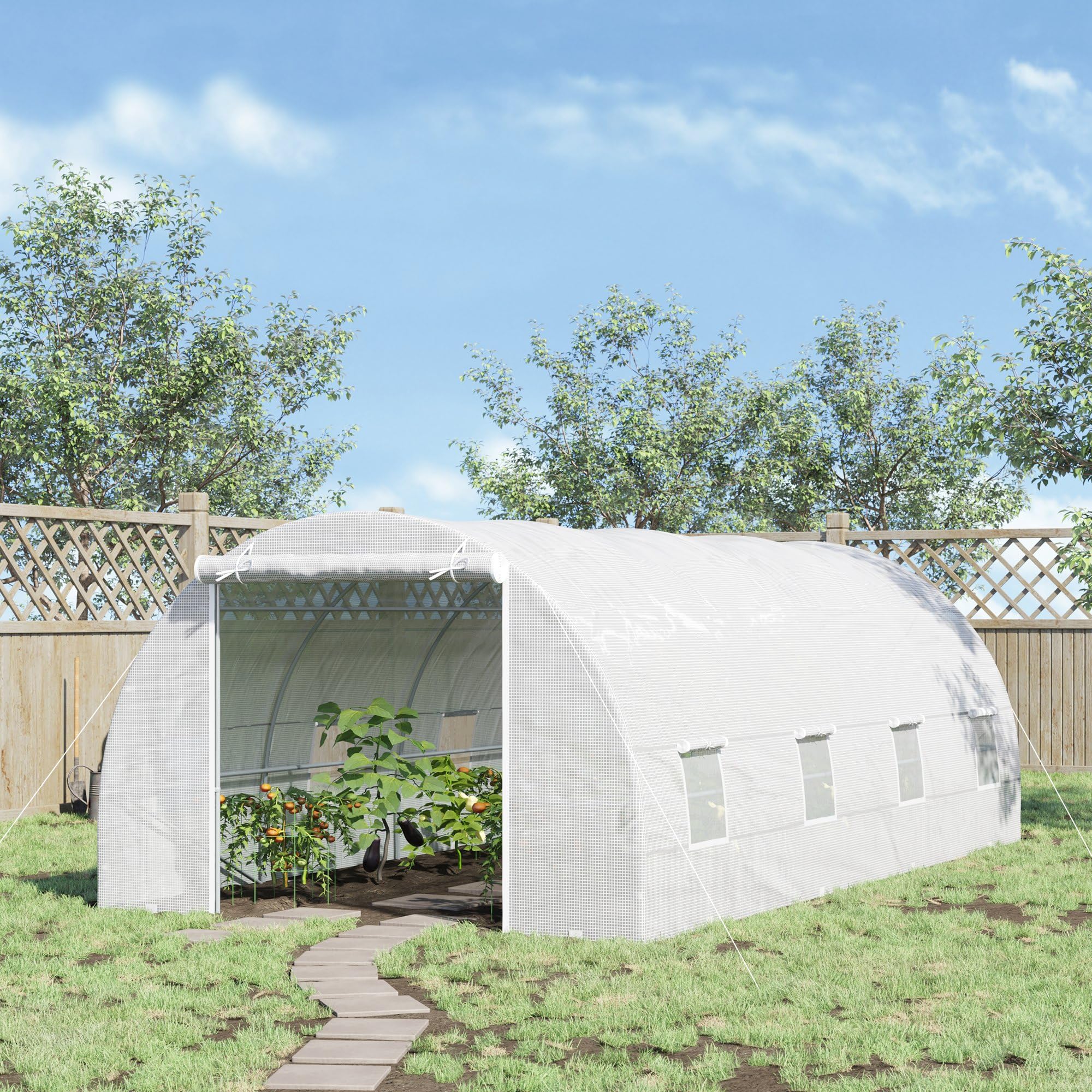 Outsunny 20' x 10' x 7' Walk-in Greenhouse with Zippered Door & 8 Mesh Windows - Large Galvanized Steel Frame Garden Greenhouse Kit for Vegetables, Flowers & Plants - Perfect for Backyard Gardening & Year-Round Plant Protection