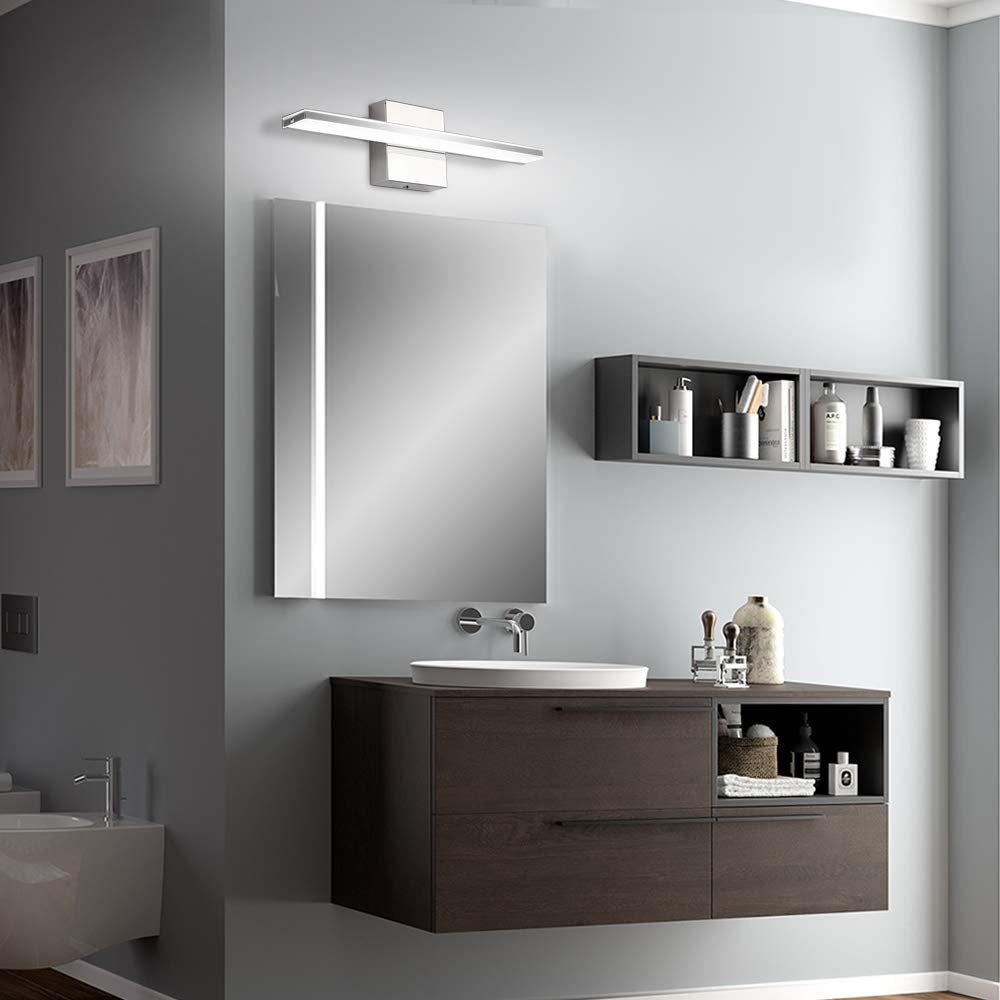 16 Inch LED Vanity Lighting Bar - 9W Modern Bathroom Light Fixtures, Chrome Mirror Light & Wall Sconces, 6000K Daylight White - Perfect for Bathroom Makeup Vanity, Dressing Room & Spa Lighting