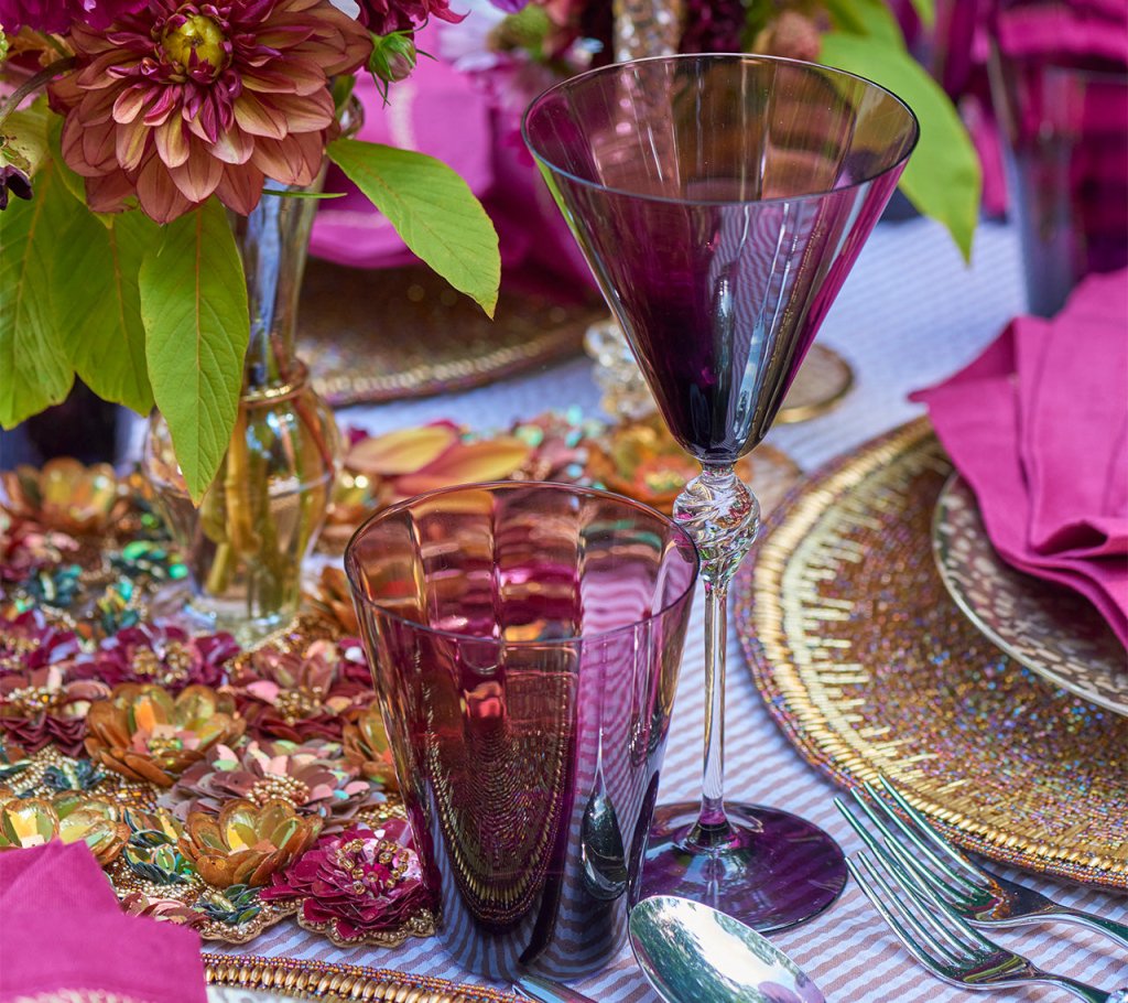Premium Daphne Tumbler Set - 4 Pack Amethyst Colored Glasses for Wine, Cocktails & Juice - Perfect for Parties, Home Bar & Gifts