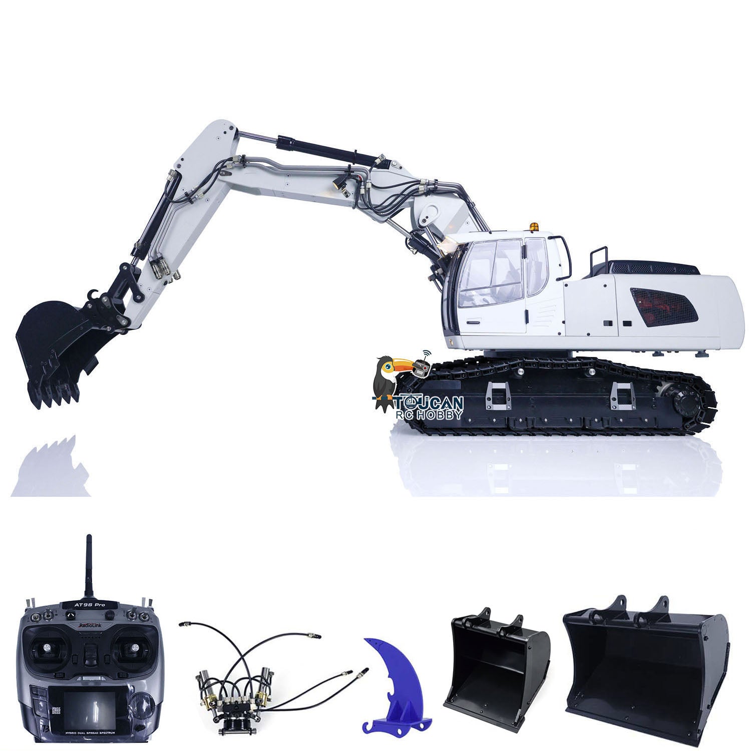 1/14 Scale Radio Control 946 3 Metal Excavator - 10 Channel RC Construction Toy with Painted Body, Rotating Metal Bucket & Tiltable Ripper for Kids & Adults - Perfect for Construction Site Play, Collecting & Outdoor Activities