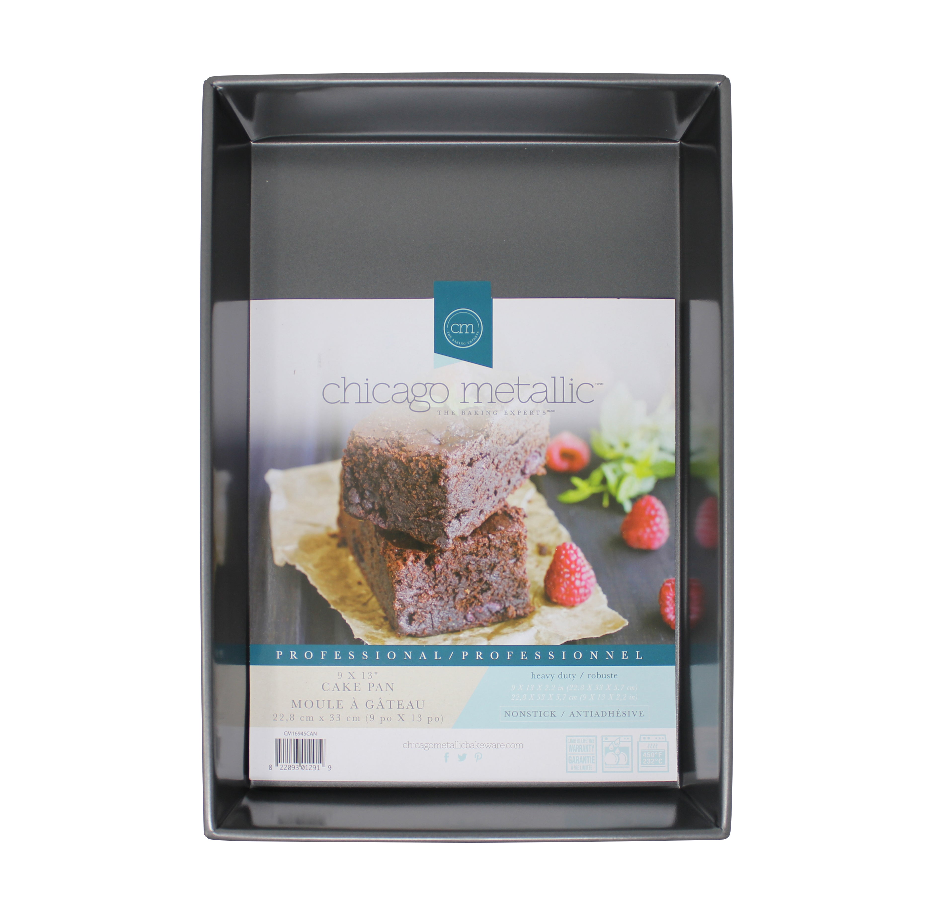 Chicago Metallic Professional 9 x 13 Inch Non-Stick Rectangular Cake Pan for Baking, Roasting & Serving - Perfect for Birthday Cakes, Sheet Cakes & Brownies