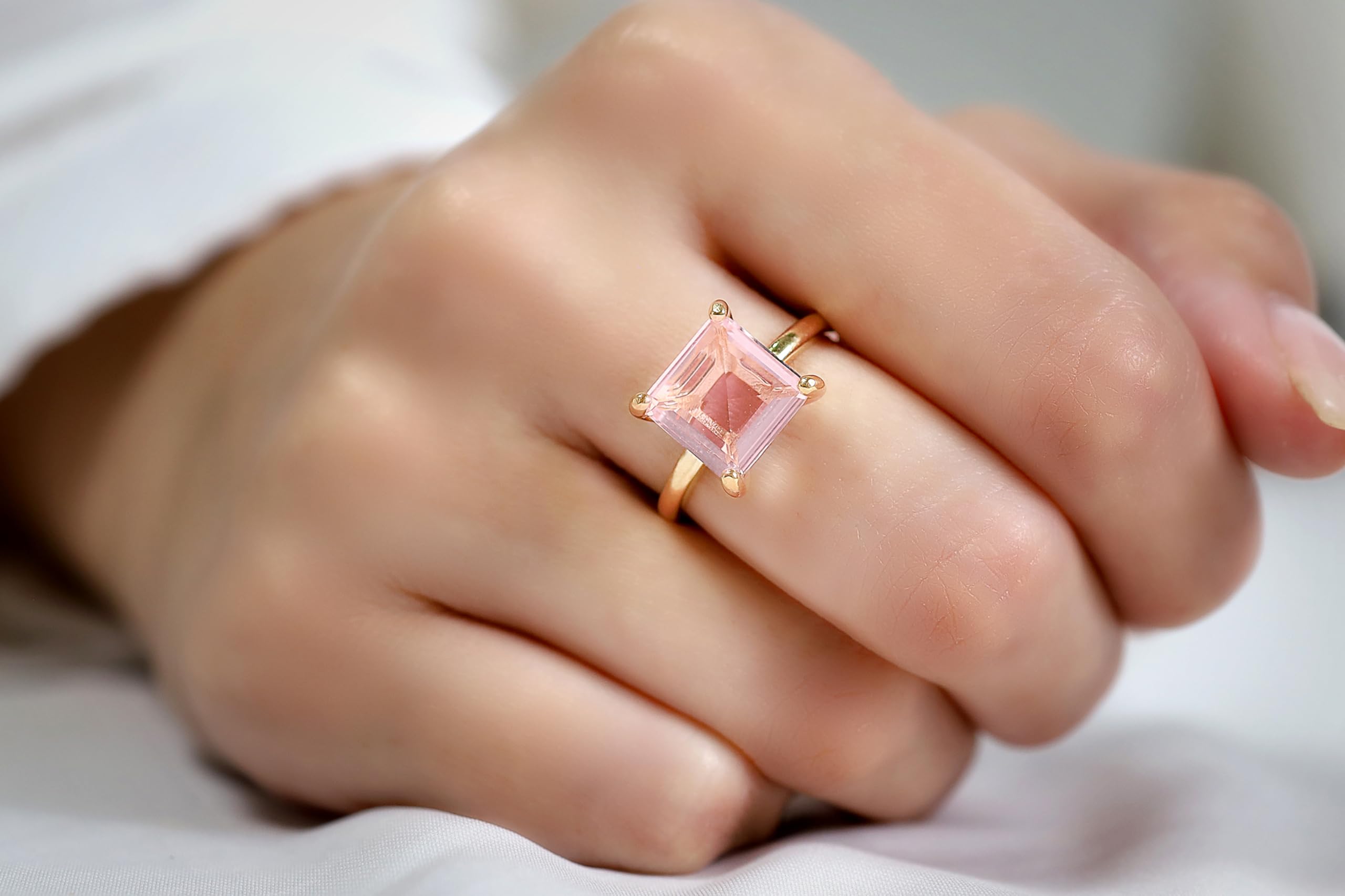 Lustrous Rose Quartz Ring - Handmade Crystal Jewelry for Women, Custom Love Ring, Engagement Ring, Promise Ring, Birthstone Ring - Available in All Sizes - Perfect for Valentine's Day, Anniversary Gifts & Spiritual Healing