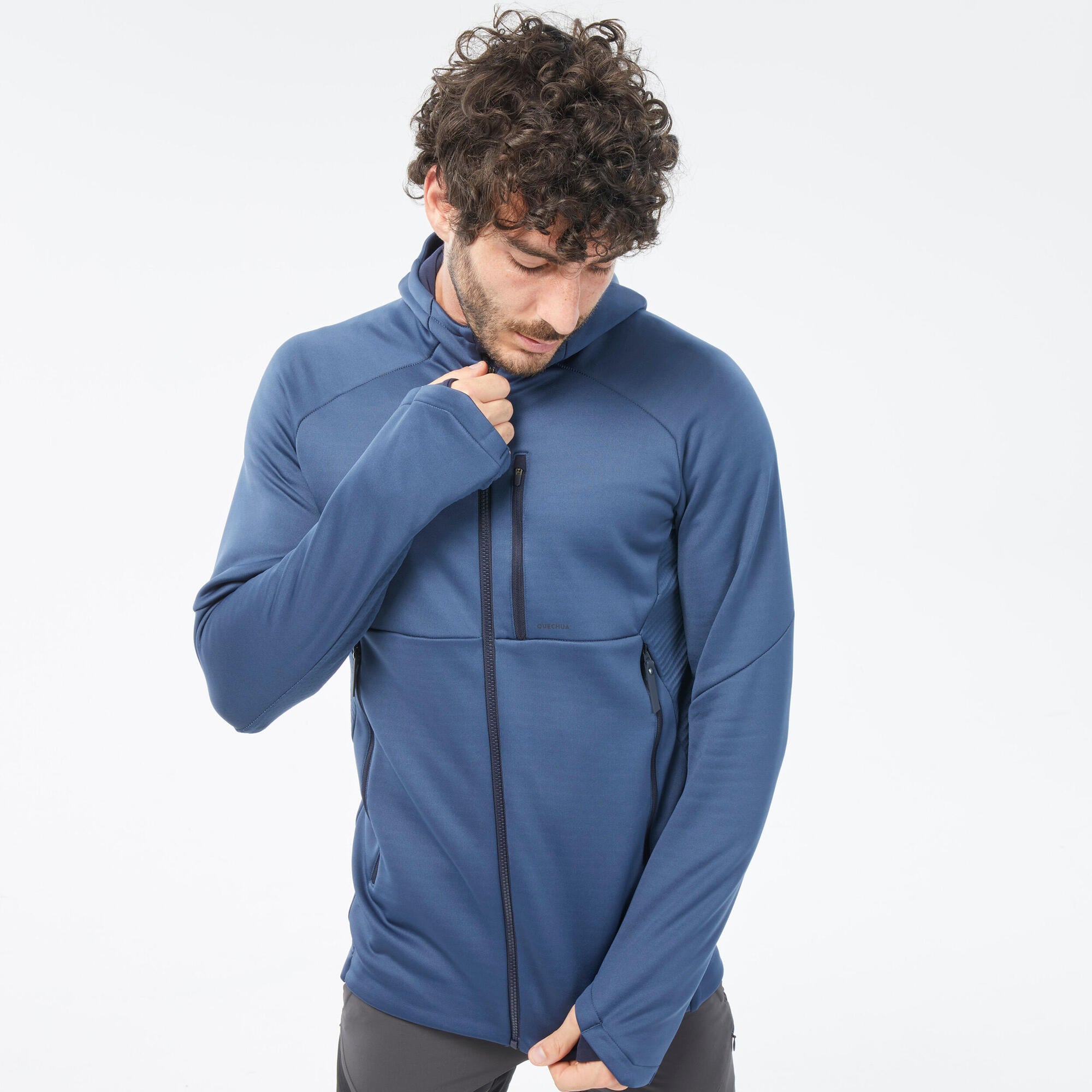 Quechua Men's MH520 Hooded Fleece Jacket for Hiking & Outdoor Activities - Warm & Lightweight for Camping, Trekking & Winter Adventures