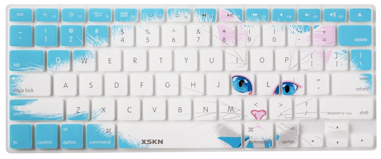 Durable Ultrathin Silicone Keyboard Cover for MacBook Pro 13 15 17 Inch - US Layout, Blue | Cat-Themed Lazy Design | Perfect for Work, Study & Coffee Shop Use