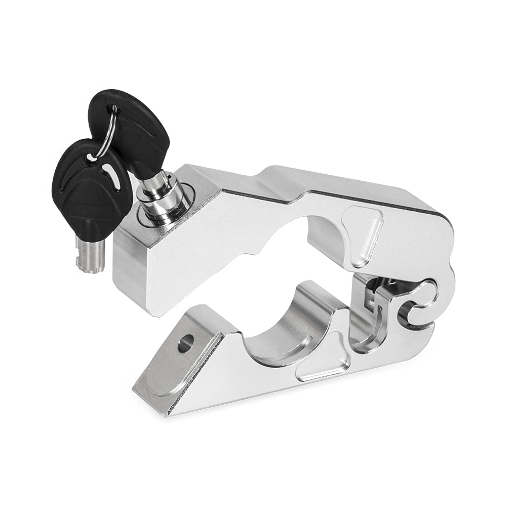 Universal Motorcycle Anti-Theft Grip Lock - Silver Handlebar Throttle Security Lock for Enhanced Motorcycle Protection in Urban and Outdoor Settings