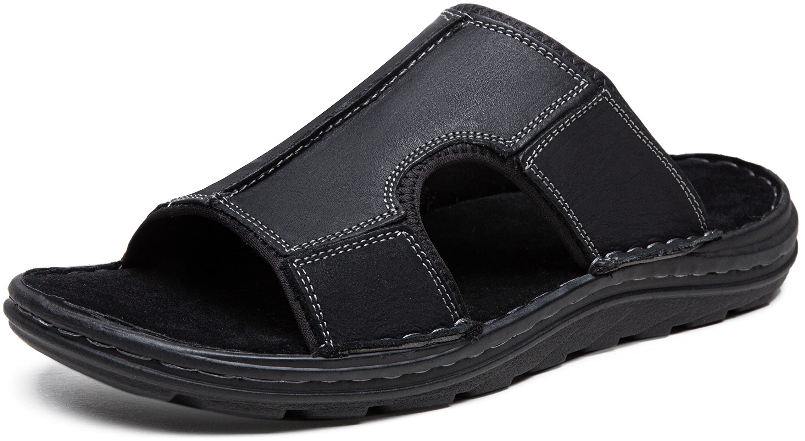Jousen Men's Leather Sandals with Arch Support - Comfortable Outdoor & Beach Slide Sandals for Walking, Travel, and Summer Relaxation