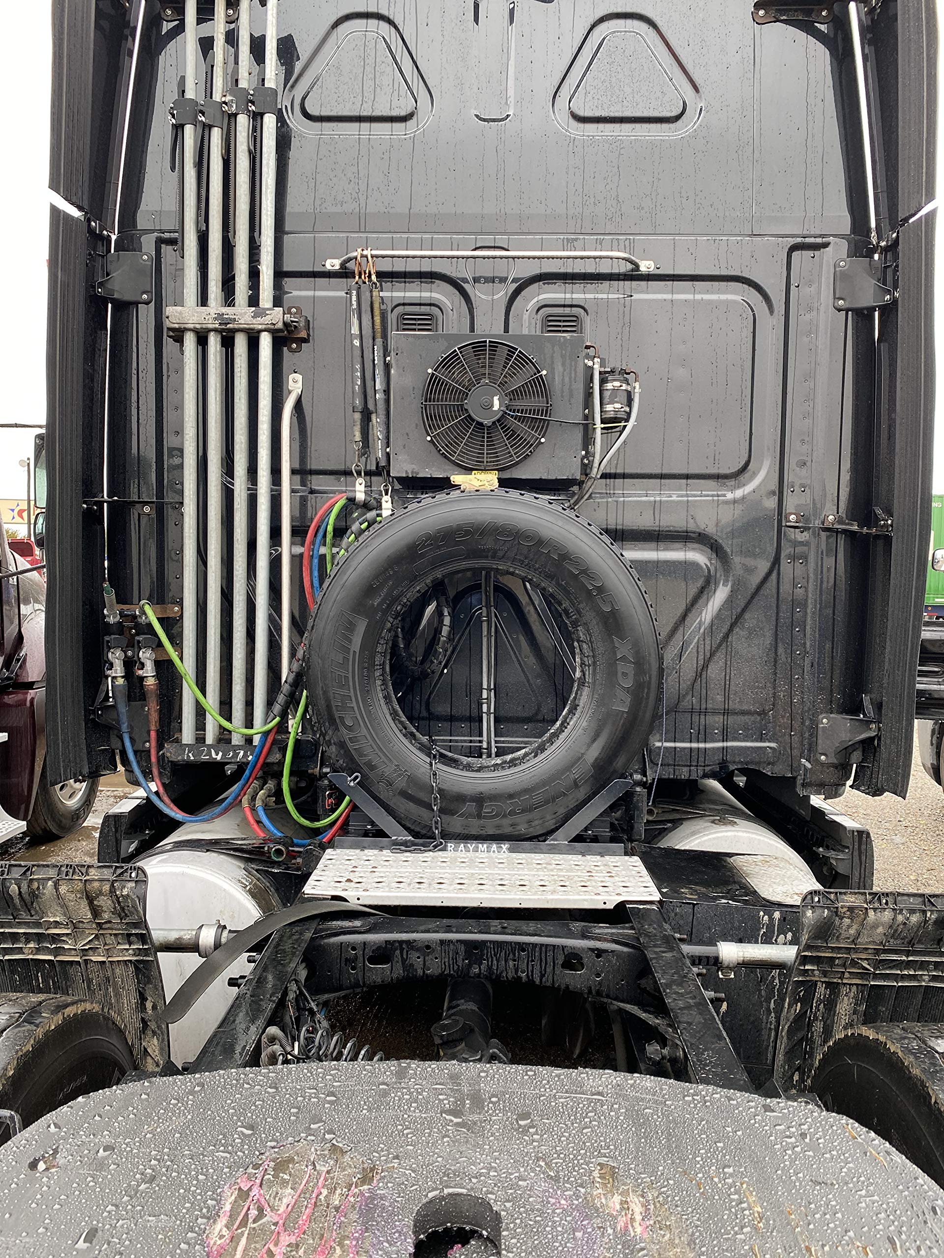 Heavy Duty Semi Truck Spare Tire Carrier with Durable Cover - Secure & Weatherproof Spare Tire Mount for Commercial Trucks & Trailers - Ideal for Long Haul & Off-Road Use
