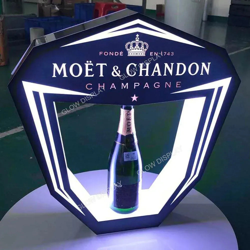 Rechargeable LED Champagne Bottle Display Case - 3 Bottle Capacity for Armand de Brignac & Ace of Spade - Perfect for Nightclubs, VIP Events & Luxury Gift Presentations