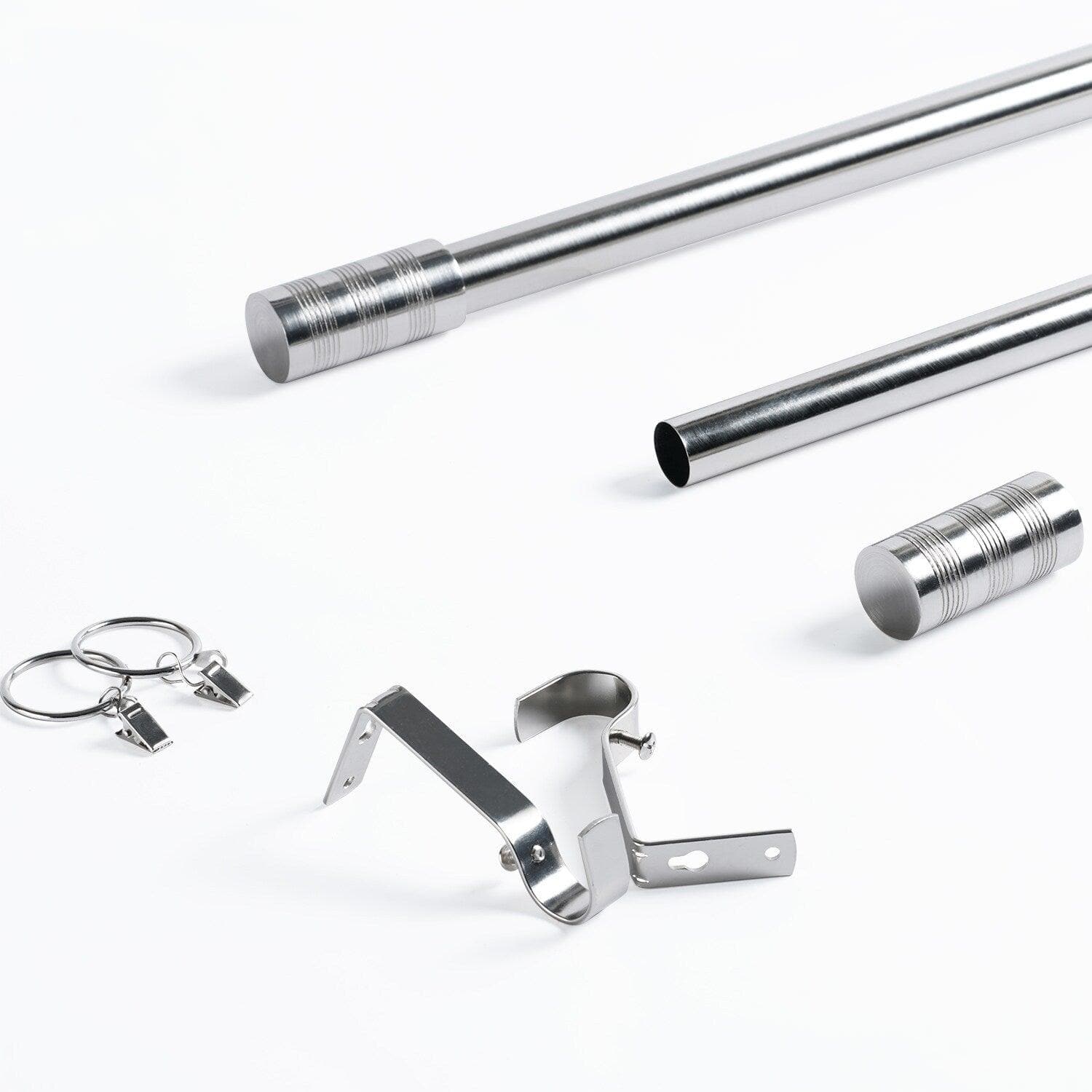 Modern Barrel Nickel Extendable Metal Rod Set - Adjustable Durable Metal Poles for DIY Projects, Home Decor & Industrial Use