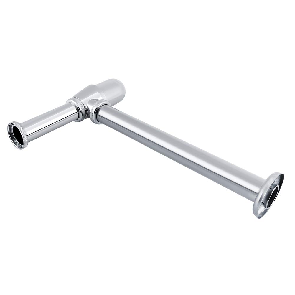 Chrome Zinc Alloy Round Bottle Sink Trap for Bathroom & Kitchen Drain - Stainless Steel Waste Pipe, Durable Basin Tube for Easy Installation - Perfect for Bathroom Vanities, Kitchen Sinks & Utility Drains