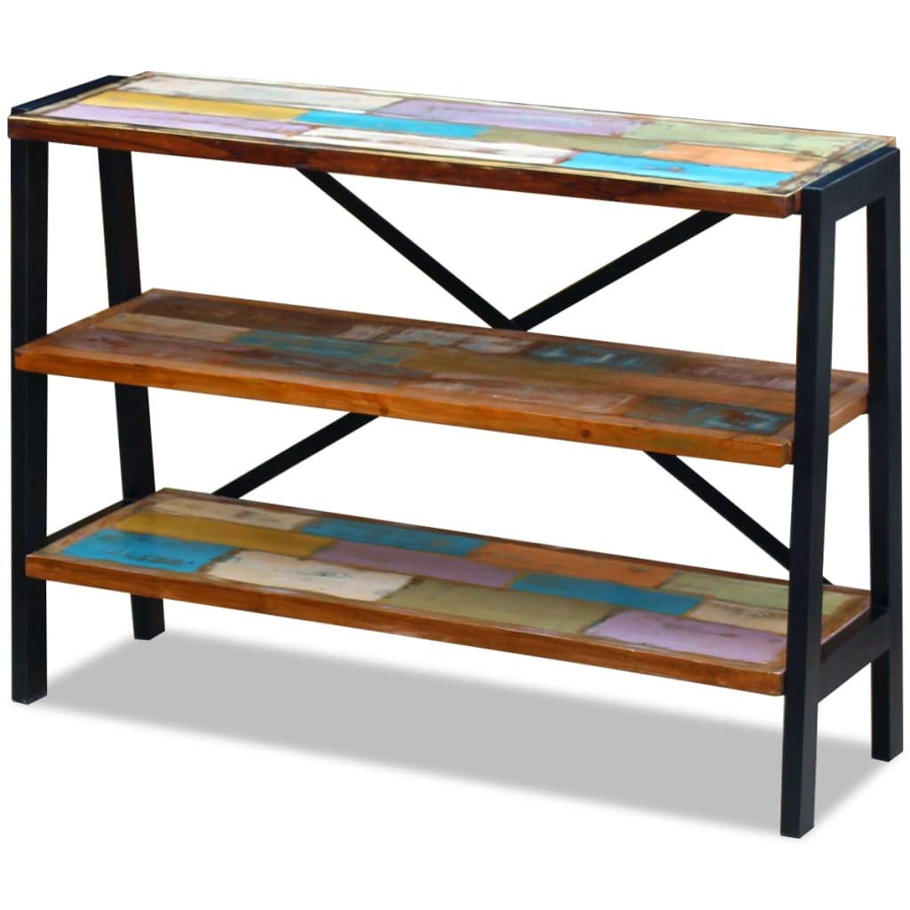 3-Tier Solid Reclaimed Wood Sideboard Cabinet - Rustic Storage Cabinet for Living Room, Dining Room, Bedroom & Kitchen - Perfect for Hallway Storage, Buffet Serving & Home Organization