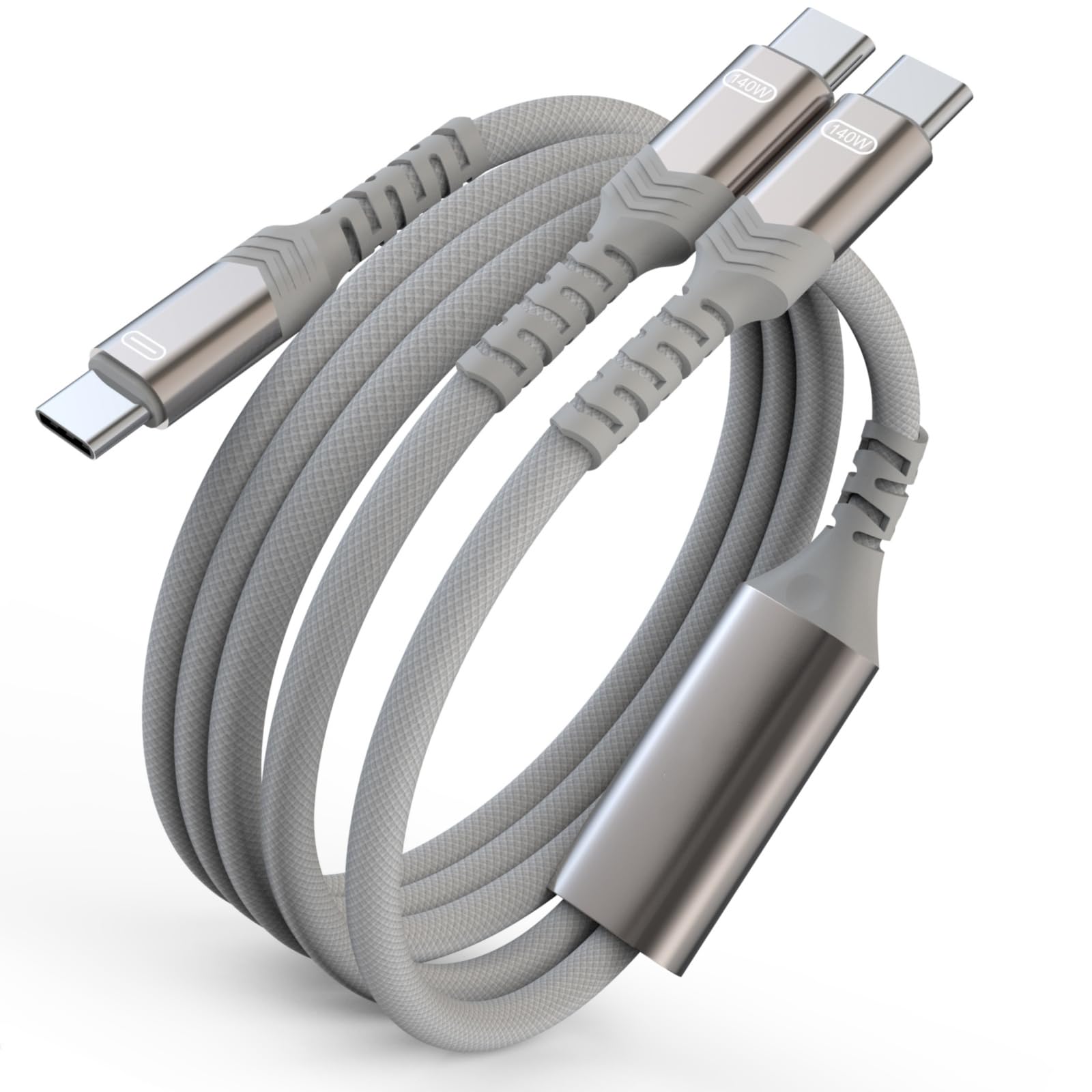 2-in-1 USB C Cable 140W Fast Charging - Compatible with iPhone 16/15 Series, MacBook, iPad, Samsung Galaxy - Braided USB C to USB C Charger Cord - Perfect for Travel, Home & Office Charging