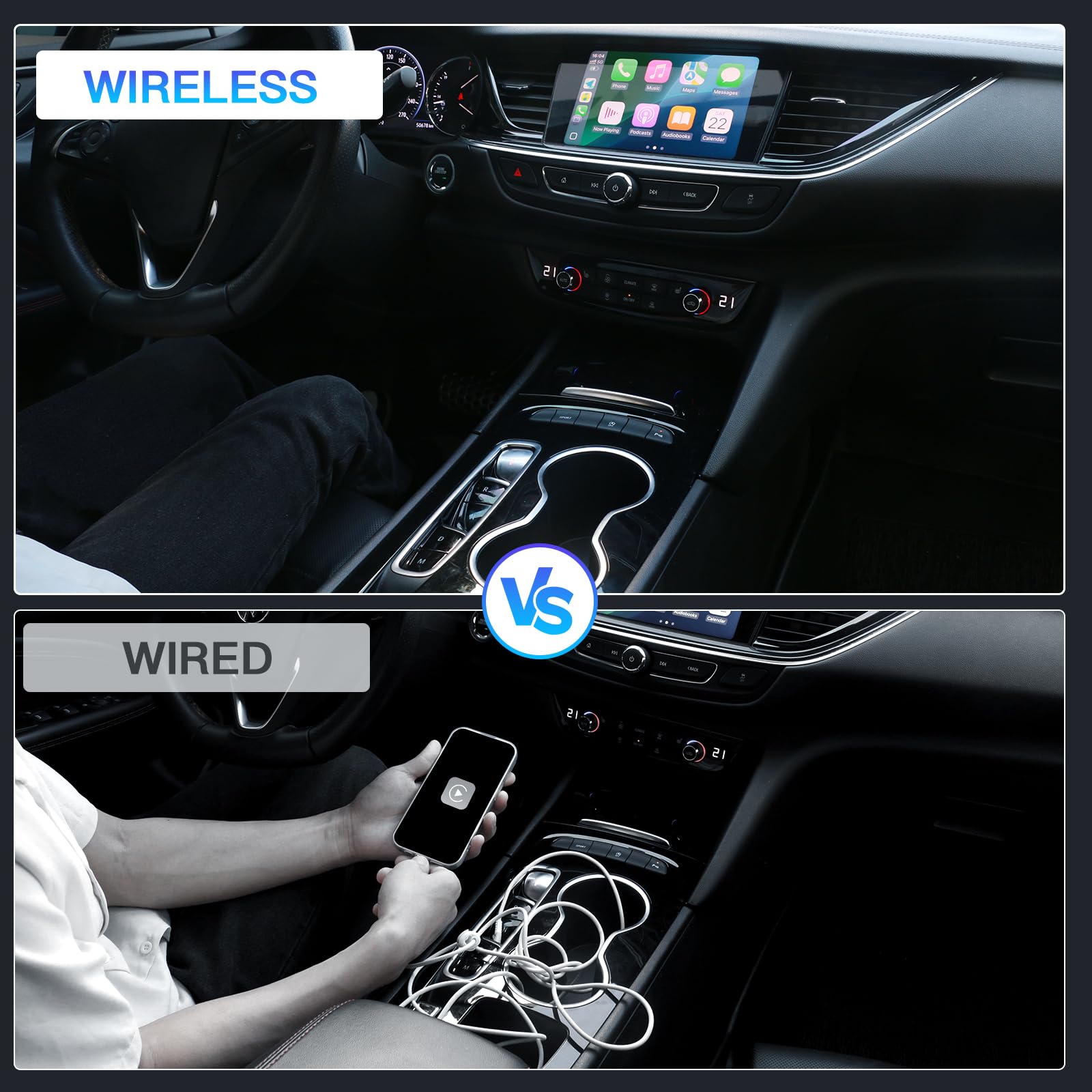 Wireless CarPlay Adapter for iPhone - Convert Wired to Wireless CarPlay Dongle with Low Latency | Plug & Play USB/USB-C Compatible | Perfect for Commuting, Road Trips & Hands-Free Driving (Black)