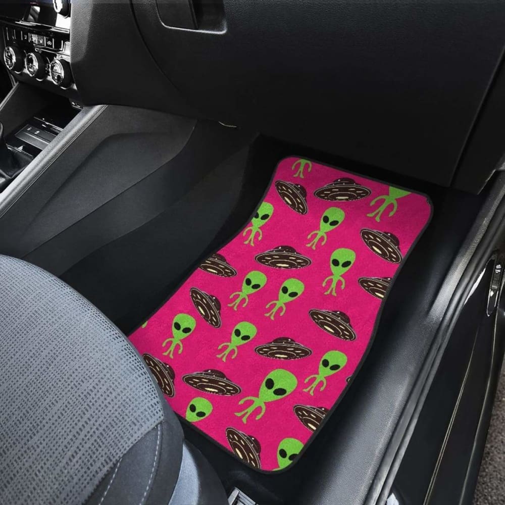 Alien Pattern Print Car Mats Set of 4 - Non-Slip Front & Back Floor Mats for Cars, SUVs & Trucks - Durable All-Weather Protection | Perfect for Sci-Fi Fans, Gift Ideas & Custom Car Accessories