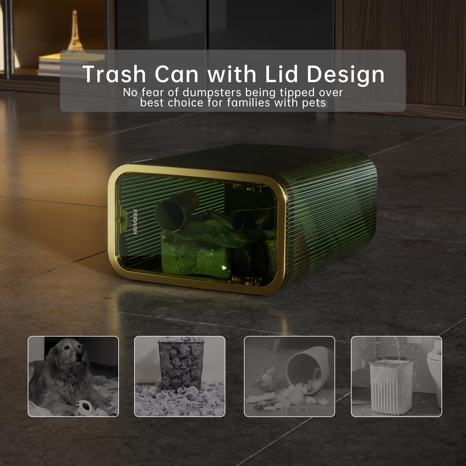 2 Pack Small Bathroom Trash Can with Lid - 2.6 Gallon Slim Plastic Waste Basket, Dog Proof & Odor Control - Perfect for Bathroom, Bedroom, Office & Kitchen - Green Waste Bin for Home & Office Use
