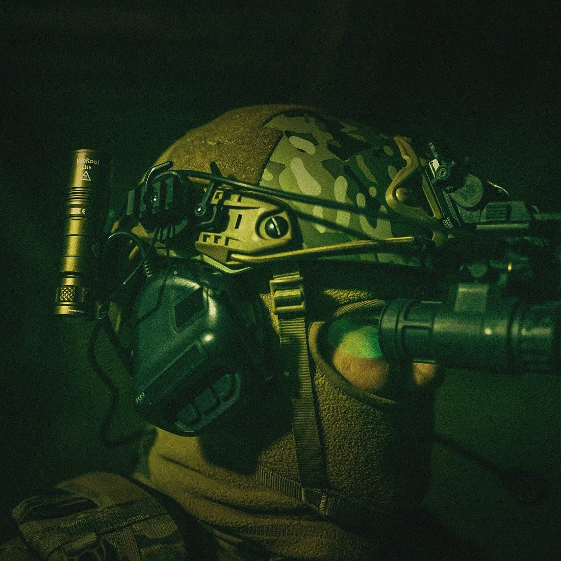 Weltool W35IRH Tactical Helmet Light - Adjustable Infrared Flashlight with Battery Power for Military, Hunting & Night Operations - Black Helmet Mounted Light for Tactical Gear & Outdoor Adventures