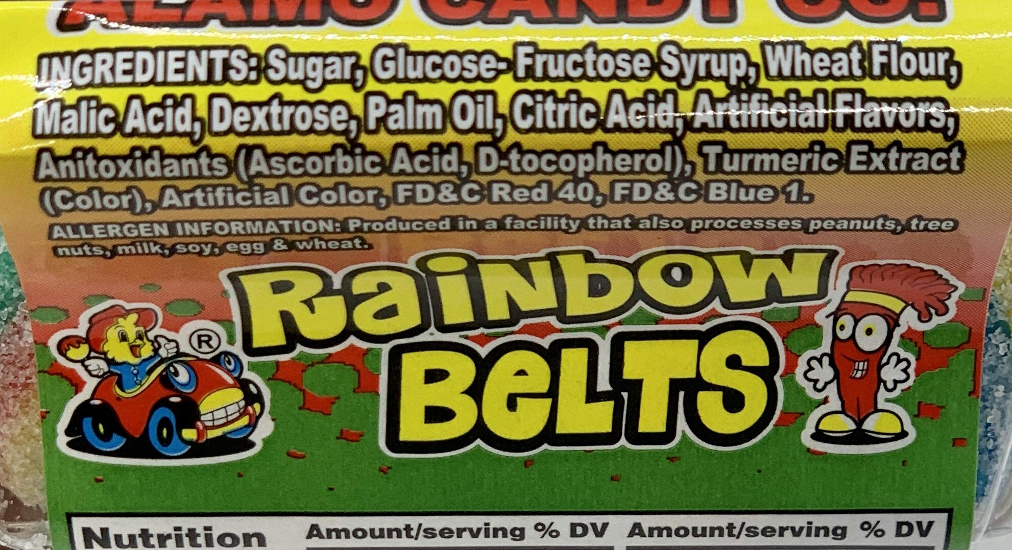 Alamo Candy Sour Belts - 1 Count Peelable Rainbow Belts | Tangy & Chewy Candy for Parties, Movie Nights & Snack Time