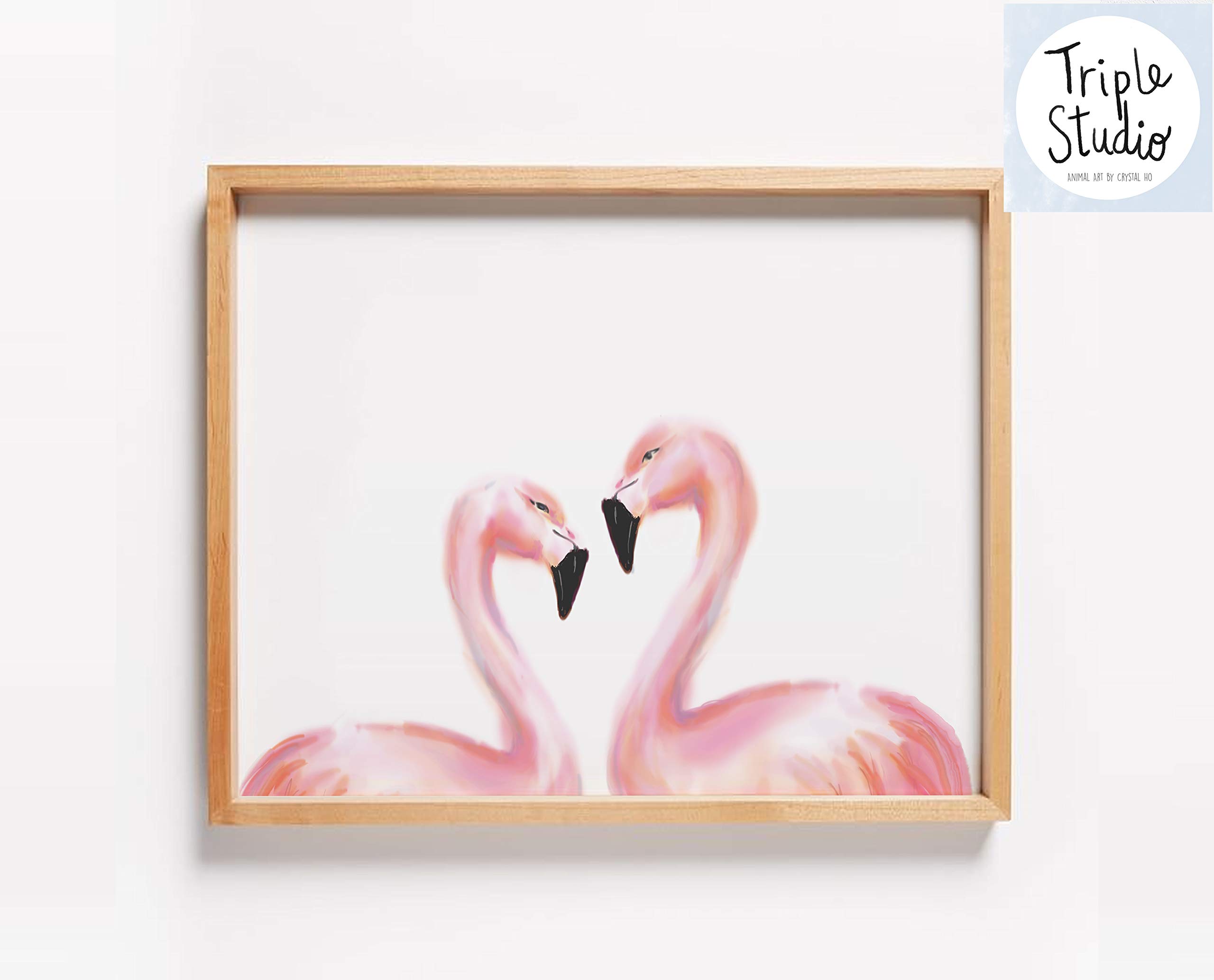 Pink Flamingo In Love Art Print - Romantic Home Decor Wall Art for Wedding, Anniversary & Housewarming Gifts - Signed by Artist, UNFRAMED - Perfect for Bedroom, Living Room & Office Decor