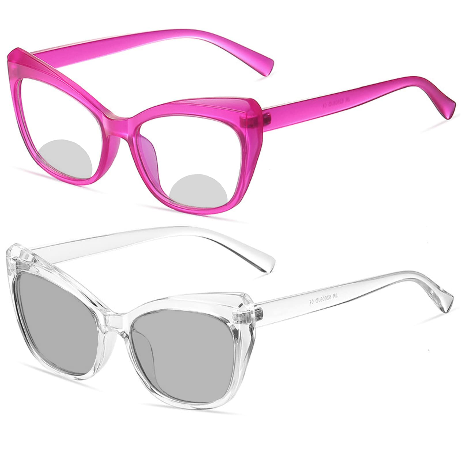 Photochromic Bifocal Reading Glasses for Women - Transition Lens Cat Eye Prescription Sunglasses for Outdoor & Indoor Use - Fashionable Eyewear for Reading, Driving, and Daily Activities