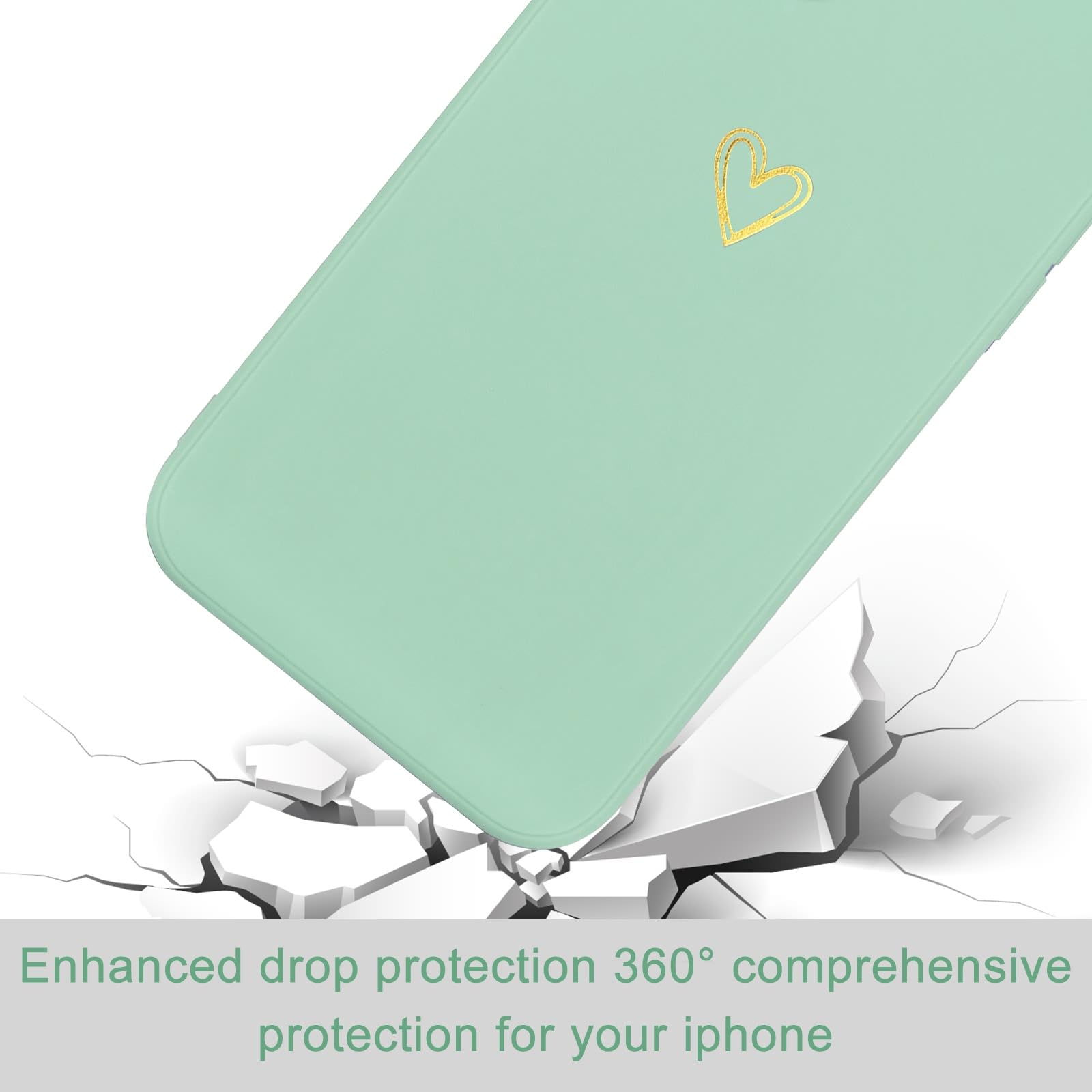 Premium Silicone Phone Case for iPhone SE 2022/2020, iPhone 8 & iPhone 7 - Shockproof Protective Cover with Cute Heart Design in Mint Green - Perfect Gift for Women & Girls (Home, Office, Travel Use)