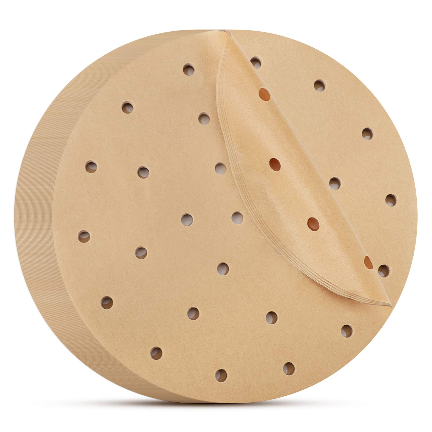 Beasea 9 Inch Air Fryer Disposable Liners - 200pcs Unbleached Parchment Paper, Perforated Round Filter Papers for Air Fryer & Bamboo Steamer - Perfect for Healthy Cooking, Meal Prep & Party Snacks