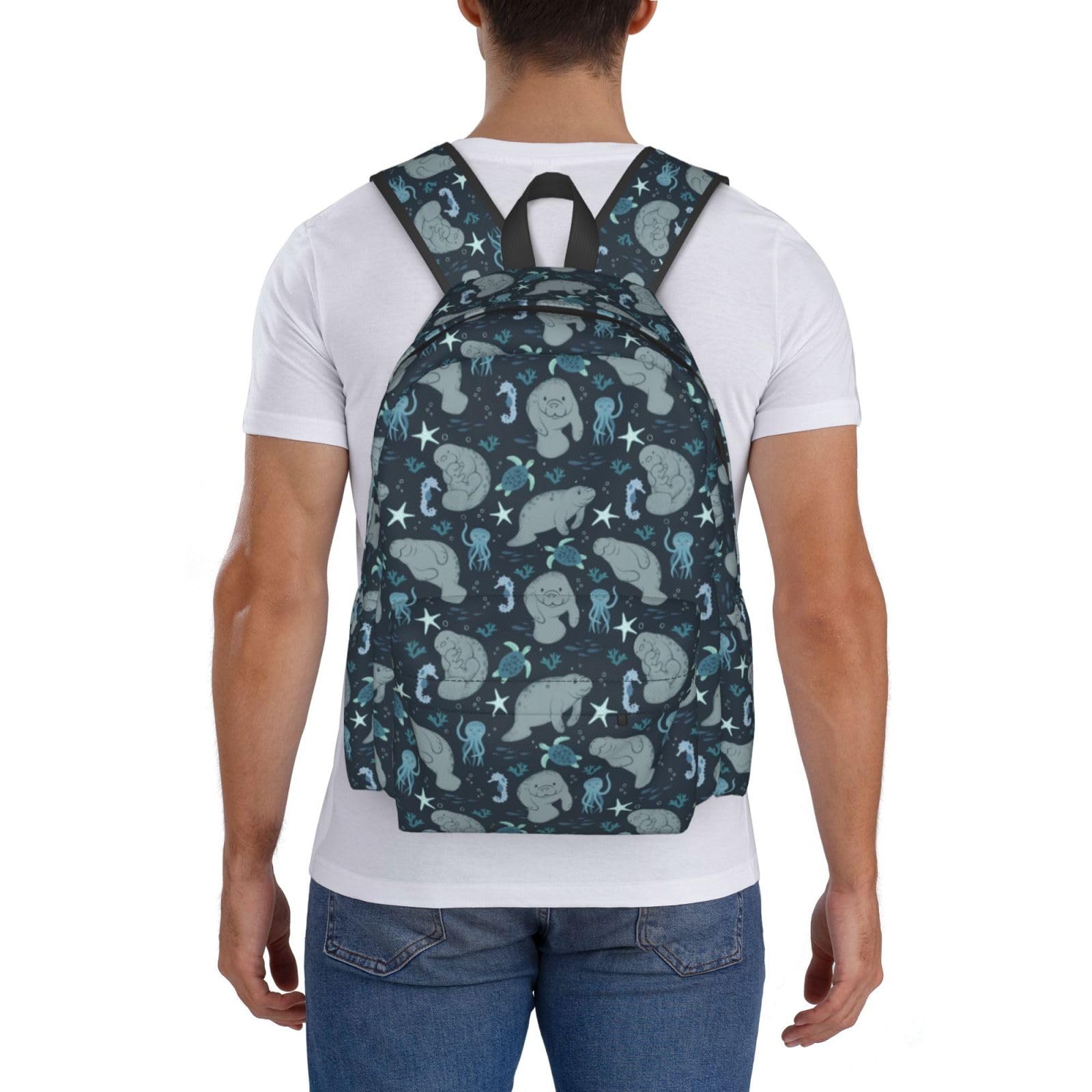 Manatees Travel Backpack for Women & Men - Waterproof Laptop Backpack for Work, School, Hiking & Camping - 17 Inch Computer Backpack with USB Charging Port - Perfect Carry-On Backpack for Travel, Commuting & Outdoor Adventures