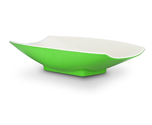Bon Chef 53704-2Tone Lime Melamine Curves Bowl - Durable Lime Green & White Mixing Bowl for Kitchen, Cooking, Baking & Serving - Perfect for Salads, Pasta, Snacks & Food Prep