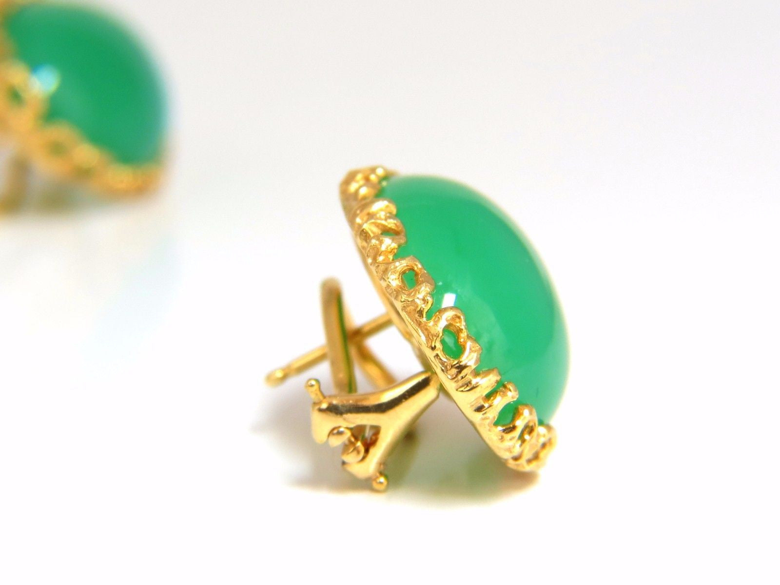 24ct Green Marcasite Earring Clips 14kt Gold - Elegant Dangle Earrings for Women, Perfect for Parties, Weddings & Special Occasions
