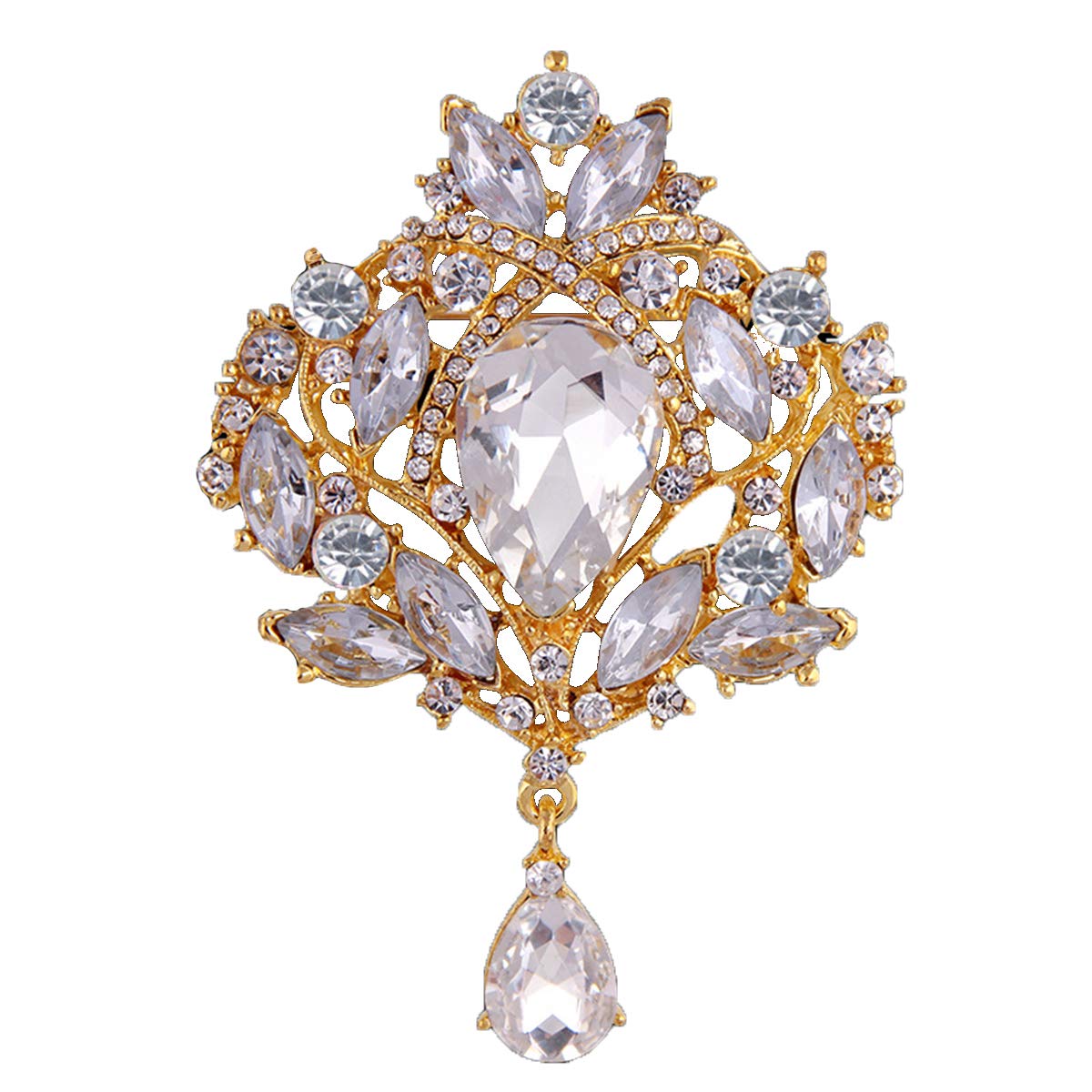 Seven Wolves Rhinestone Crystal Crown Brooches for Women Dresses - Elegant Party Accessories