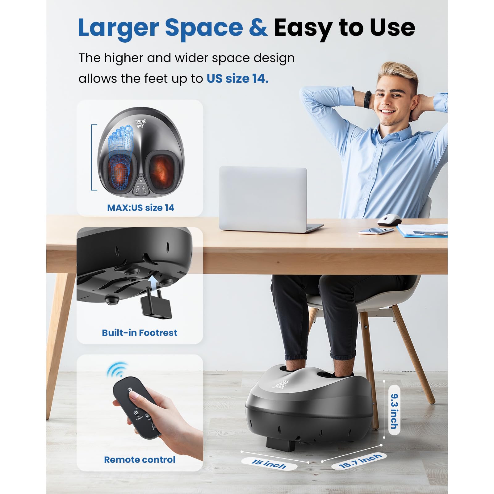 BOB AND BRAD Electric Shiatsu Foot Massager with Heat - Deep Kneading, 4 Intensity Levels, Remote Control - FSA & HSA Eligible - Relieves Plantar Fasciitis, Neuropathy Pain - Perfect for Home Relaxation & Foot Therapy After Workout or Long Day