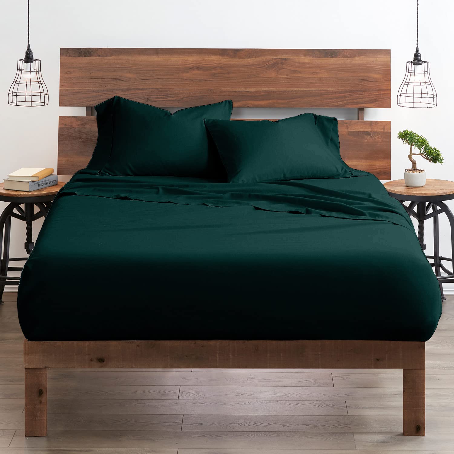 100% Certified Giza Cotton Pillowcase & Sheet Set - Queen Size, Soft Sateen Weave, Breathable Egyptian Cotton, Fits Up to 18-Inch Deep Pocket Mattress - Teal Blue - Perfect for Luxury Bedroom & Hotel Style Comfort