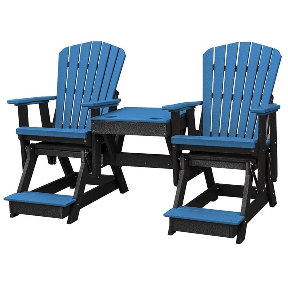 American Classic Balcony Height Table Double Glider - Blue on Black Patio Furniture for Outdoor Relaxation & Small Space Dining
