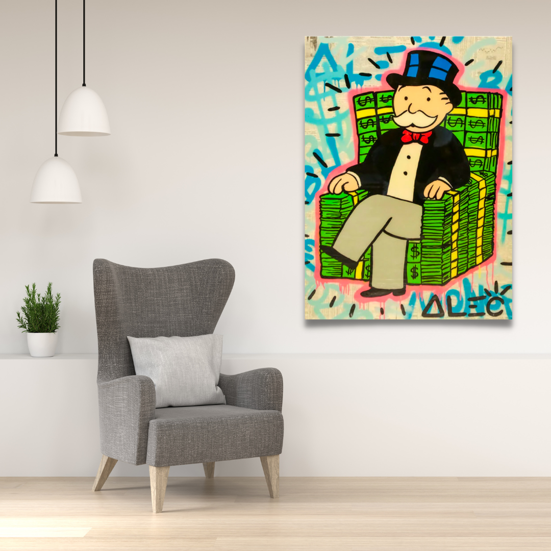 Alec Monopoly Money Millionaire Original Art Print - Wall Decor for Home, Office & Gifts | Pop Culture Artwork for Fans & Collectors
