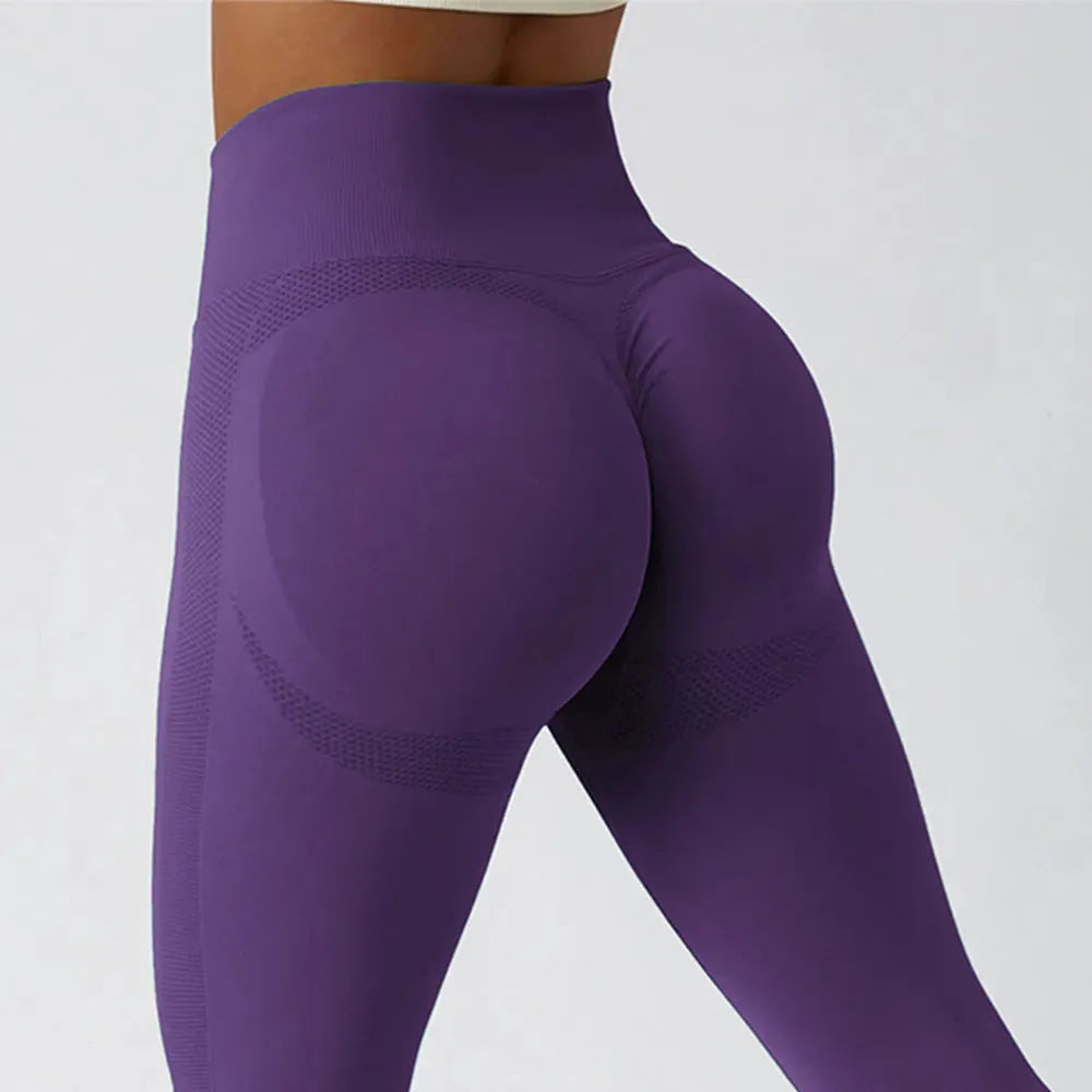 High Waist Solid Color Ribbed Seamless Yoga Pants - Women's Gym Leggings for Fitness, Running & Tummy Control - Perfect for Workouts, Yoga & Everyday Wear