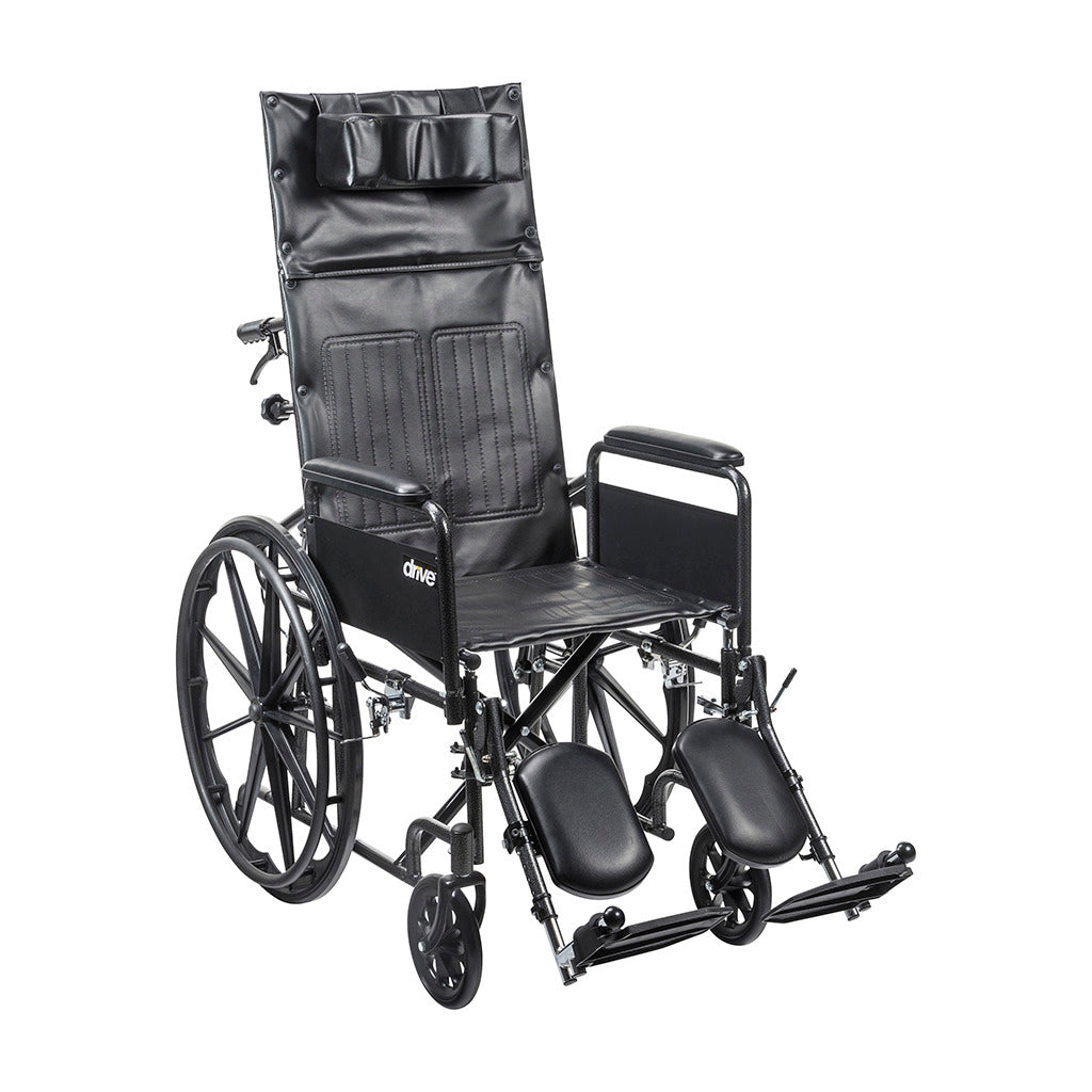 Premium Silver Sport Reclining Wheelchair with Adjustable Elevating Leg Rests - Lightweight Mobility Aid for Seniors & Recovery - Perfect for Home Use, Travel, and Outdoor Activities