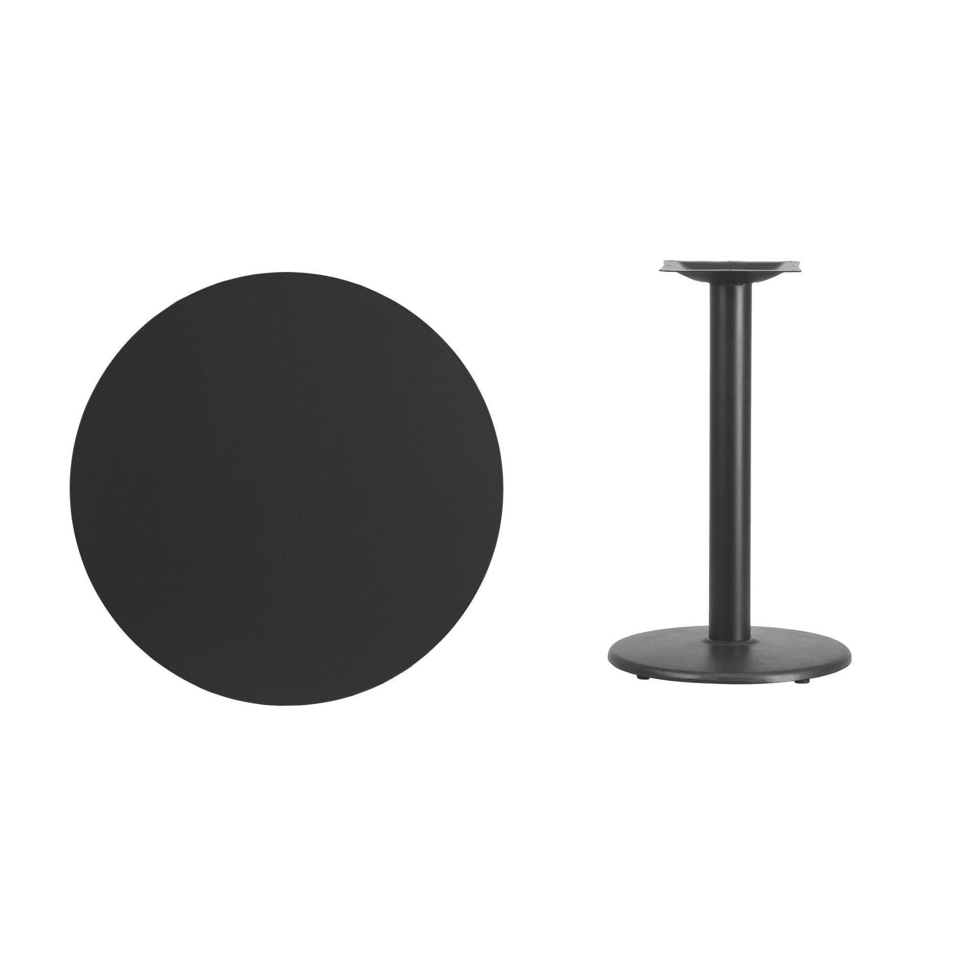 Flash Furniture 30-Inch Round Black Laminate Table Top with 18-Inch Adjustable Height Base - Perfect for Office, Conference Room, or Home Workspace