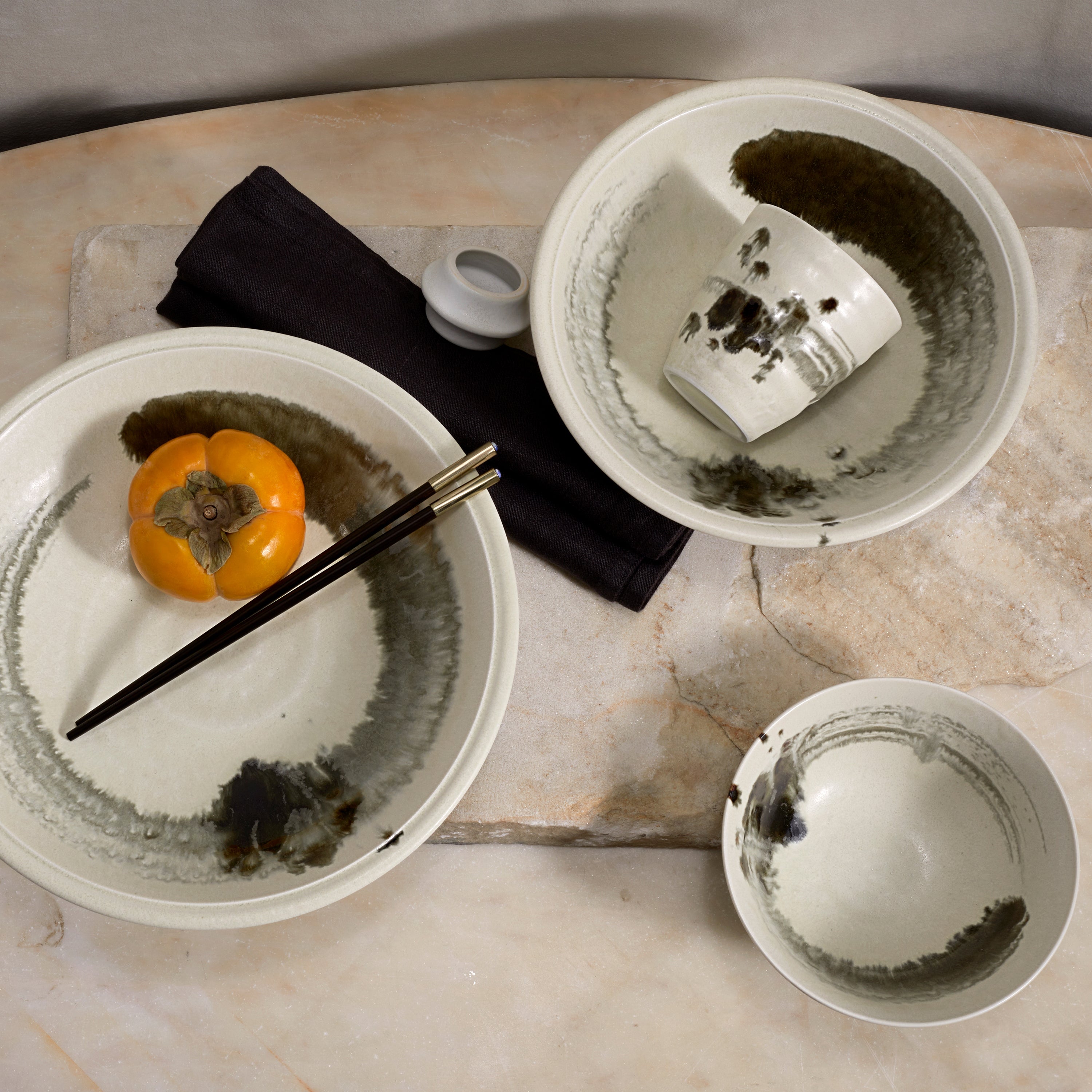 Premium Sumi Brush Salad & Ramen Bowl Set - Handcrafted Japanese Ceramic Dish for Asian Noodles, Soups, and Healthy Salads | Perfect for Home Dining, Restaurant Presentation & Gift Giving