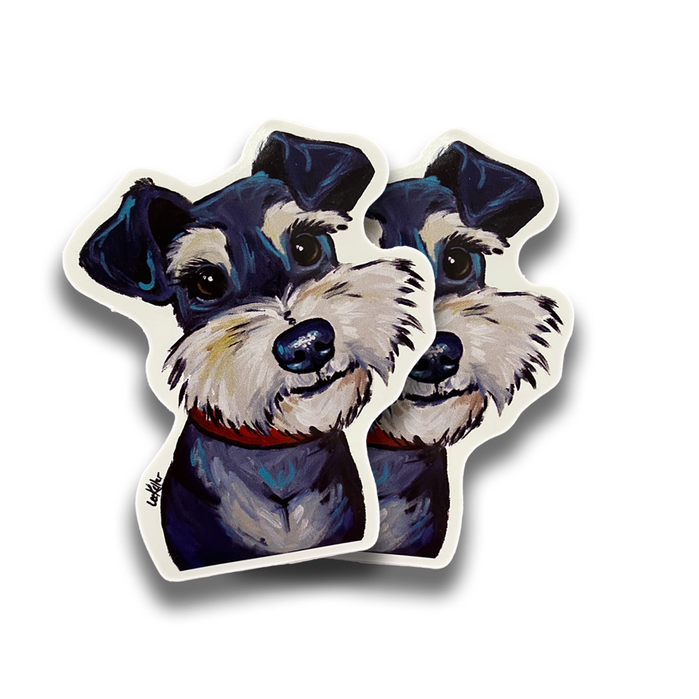 Cute Schnauzer Vinyl Stickers (2-Pack) - Waterproof Decals for Cars, Laptops, Notebooks & DIY Crafts - Perfect for Pet Lovers & Dog Decor