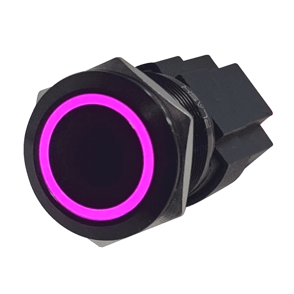 Waterproof Marine Push Button Switch with RGB LED - 10A 12V/24V Black Anodized Aluminum - Perfect for Boat, RV & Off-Road Vehicle Lighting Control