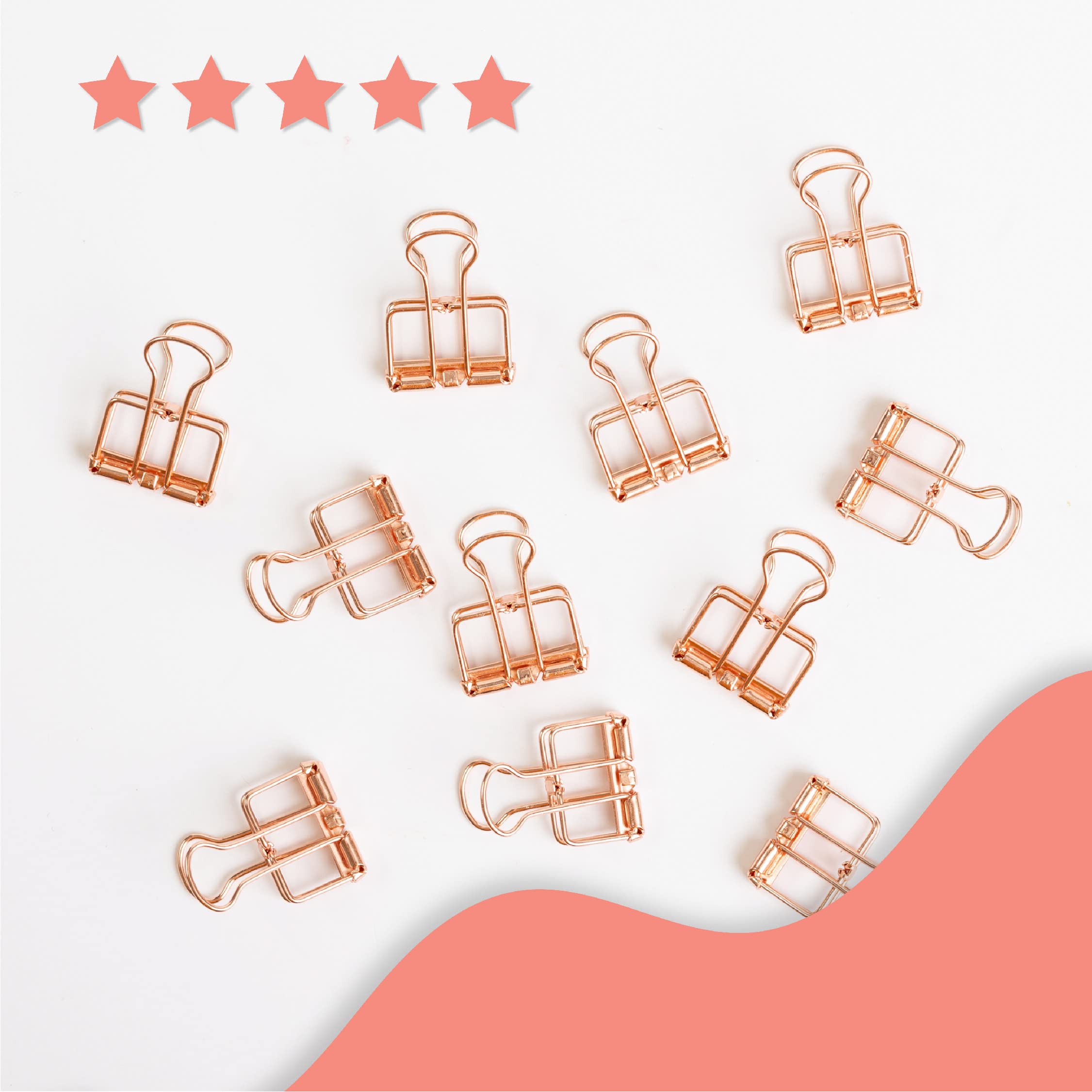 20 Pack Rose Gold Small Binder Clips - Stainless Steel Office Supplies for Organizing Documents | Perfect for Home, Office & School Use | Keep Papers Neat & Secure