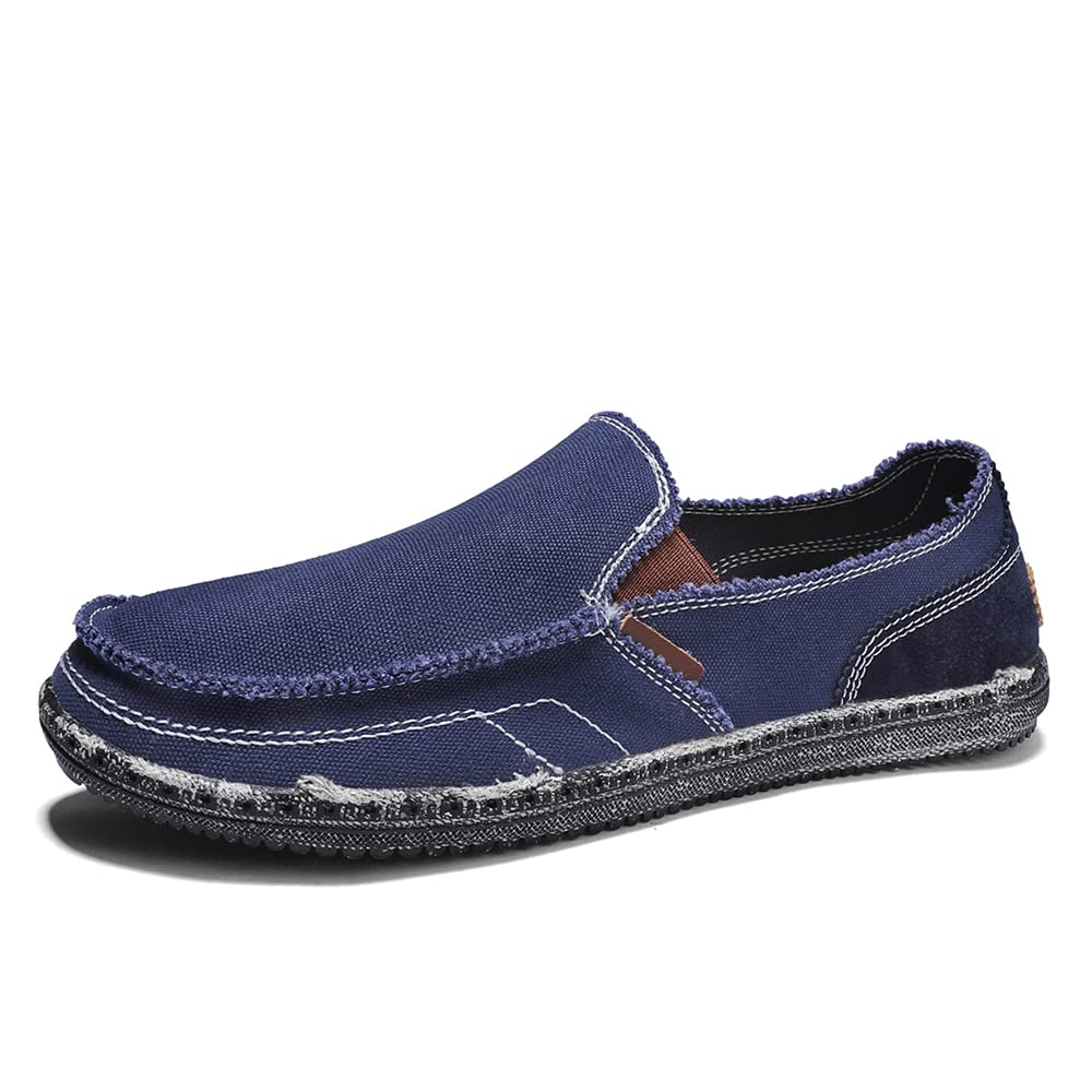 **JAMONWU Men's Slip-On Canvas Shoes - Casual Loafers & Vintage Boat Shoes for Men - Comfortable Deck Shoes for Walking, Travel & Everyday Wear**