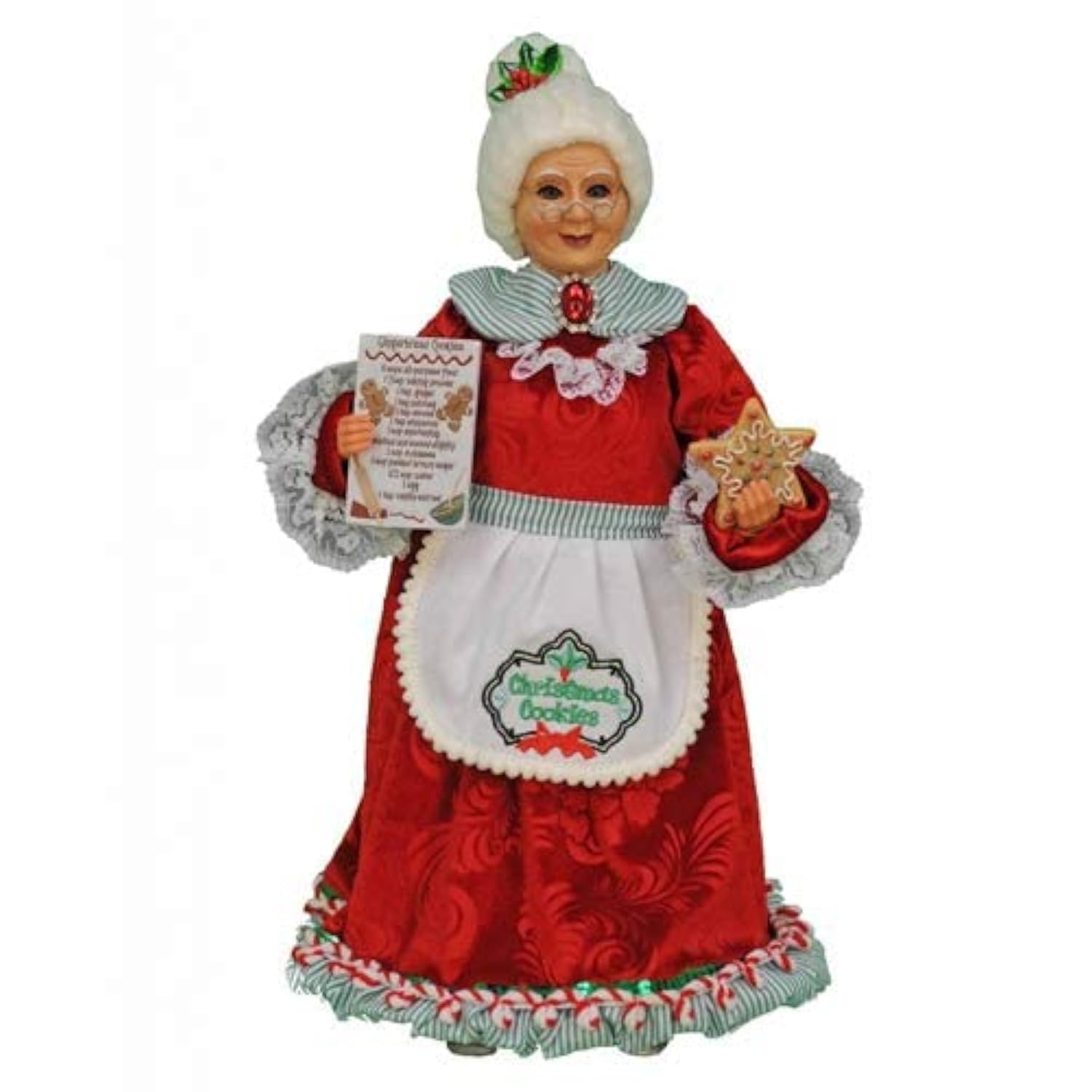 Karen Didion Originals Mrs. Kitchen Claus Figurine - 16 Inch Handmade Christmas Decor, Holiday Home Collectible | Perfect for Mantel Displays, Gift Exchanges & Festive Table Centerpieces