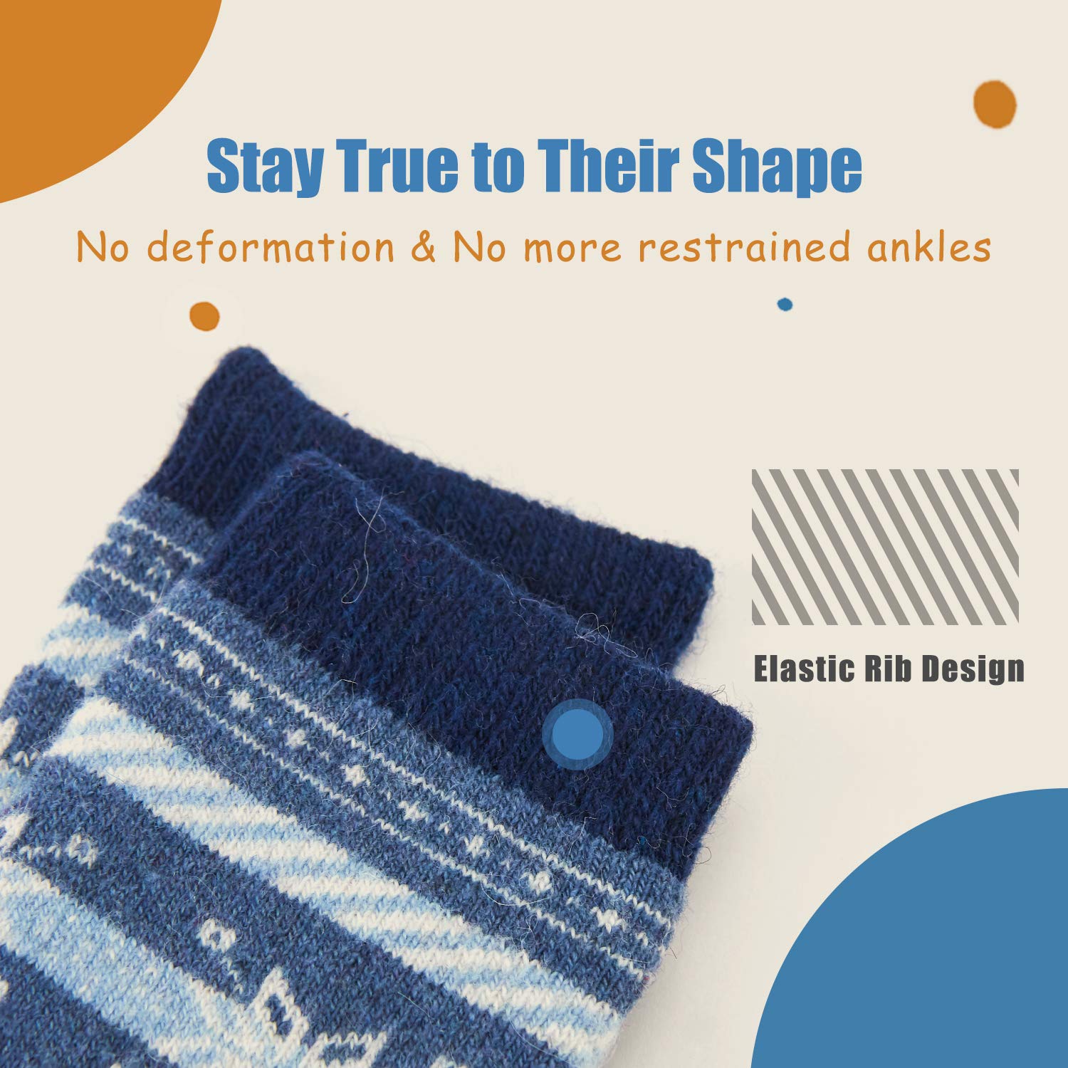 HowJoJo Boys Wool Socks - 6 Pack Warm Winter Crew Socks for Kids | Soft & Thick Thermal Socks for School, Outdoor Activities & Cold Weather